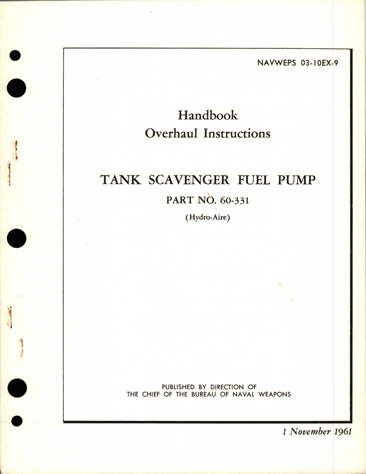 Sample page 1 from AirCorps Library document: Overhaul Instructions for Tank Scavenger Fuel Pump - Part 60-331 