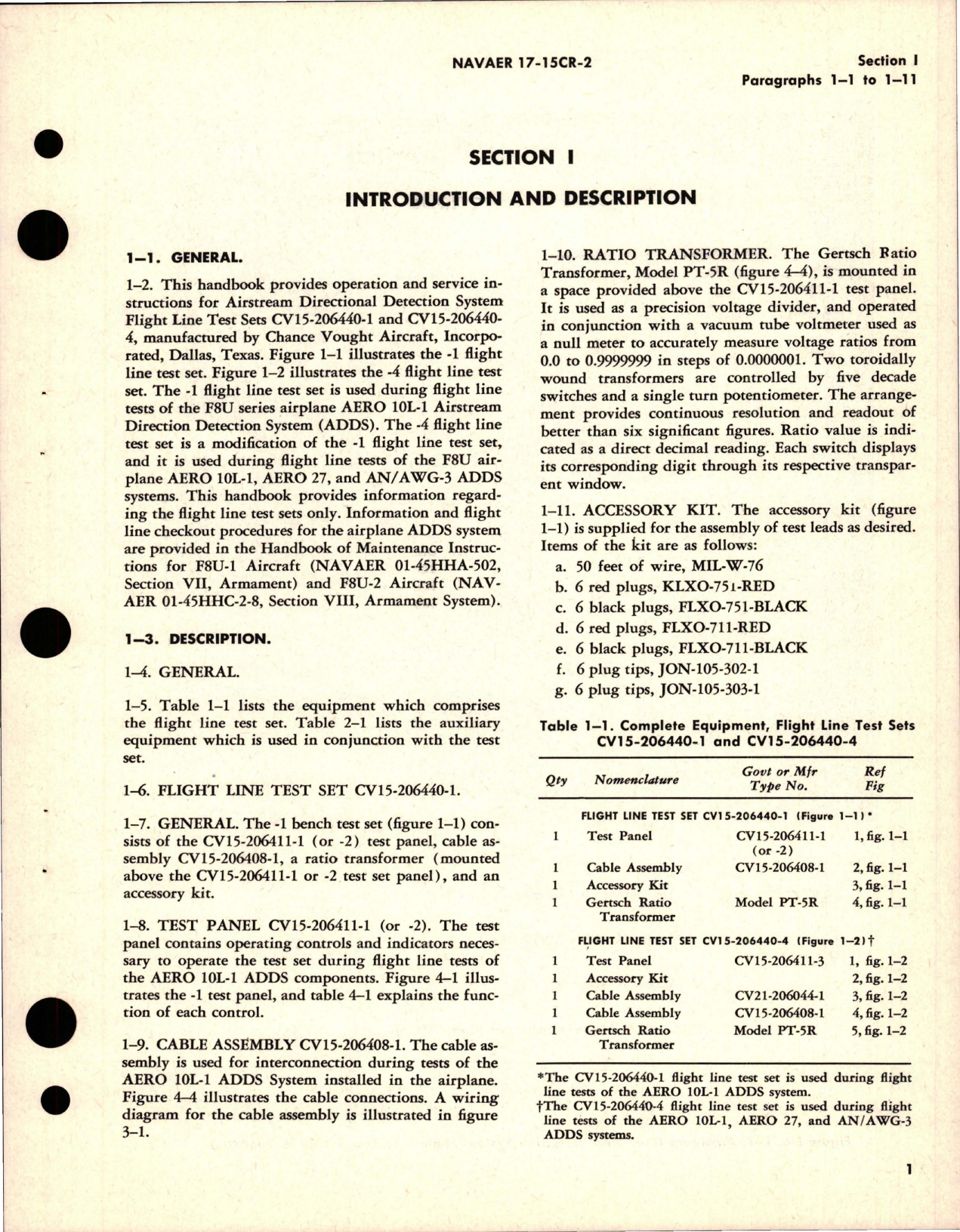 Sample page 5 from AirCorps Library document: Operation and Service Instructions with Illustrated Parts for Airstream Directional Detection System Flight Line Test Sets - CV15-206440-1, CV15-206440-4