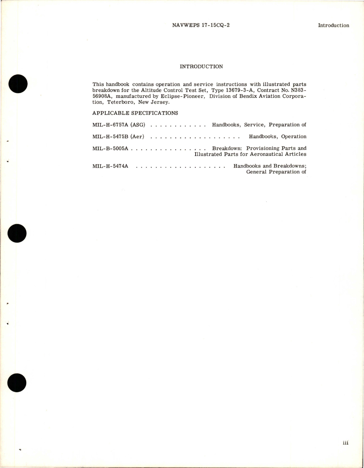 Sample page 5 from AirCorps Library document: Operation and Service Instructions with Illustrated Parts Breakdown for Altitude Control Test Set - Type 13679-3-A 