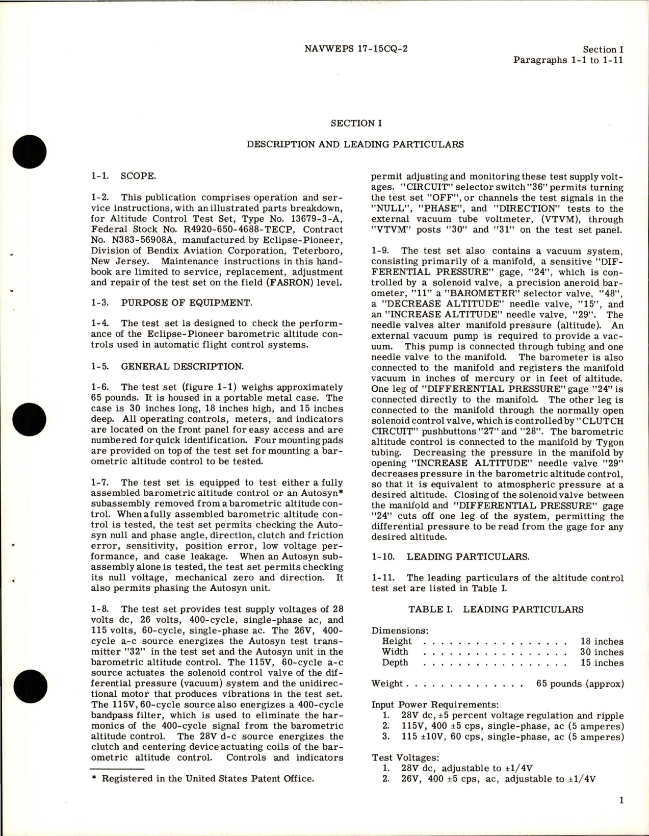 Sample page 7 from AirCorps Library document: Operation and Service Instructions with Illustrated Parts Breakdown for Altitude Control Test Set - Type 13679-3-A 