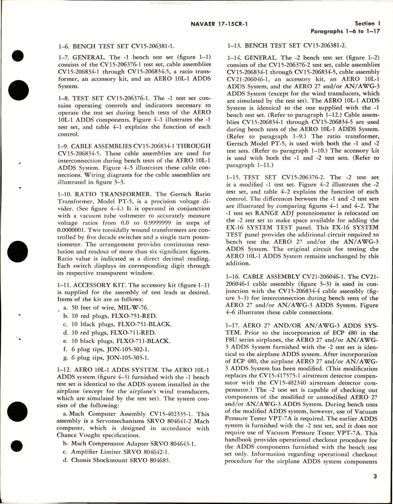 Sample page 9 from AirCorps Library document: Operation and Service Instructions with Illustrated Parts for Airstream Directional Reference System Bench Test Sets - CV15-206381-1 and CV15-206381-2 