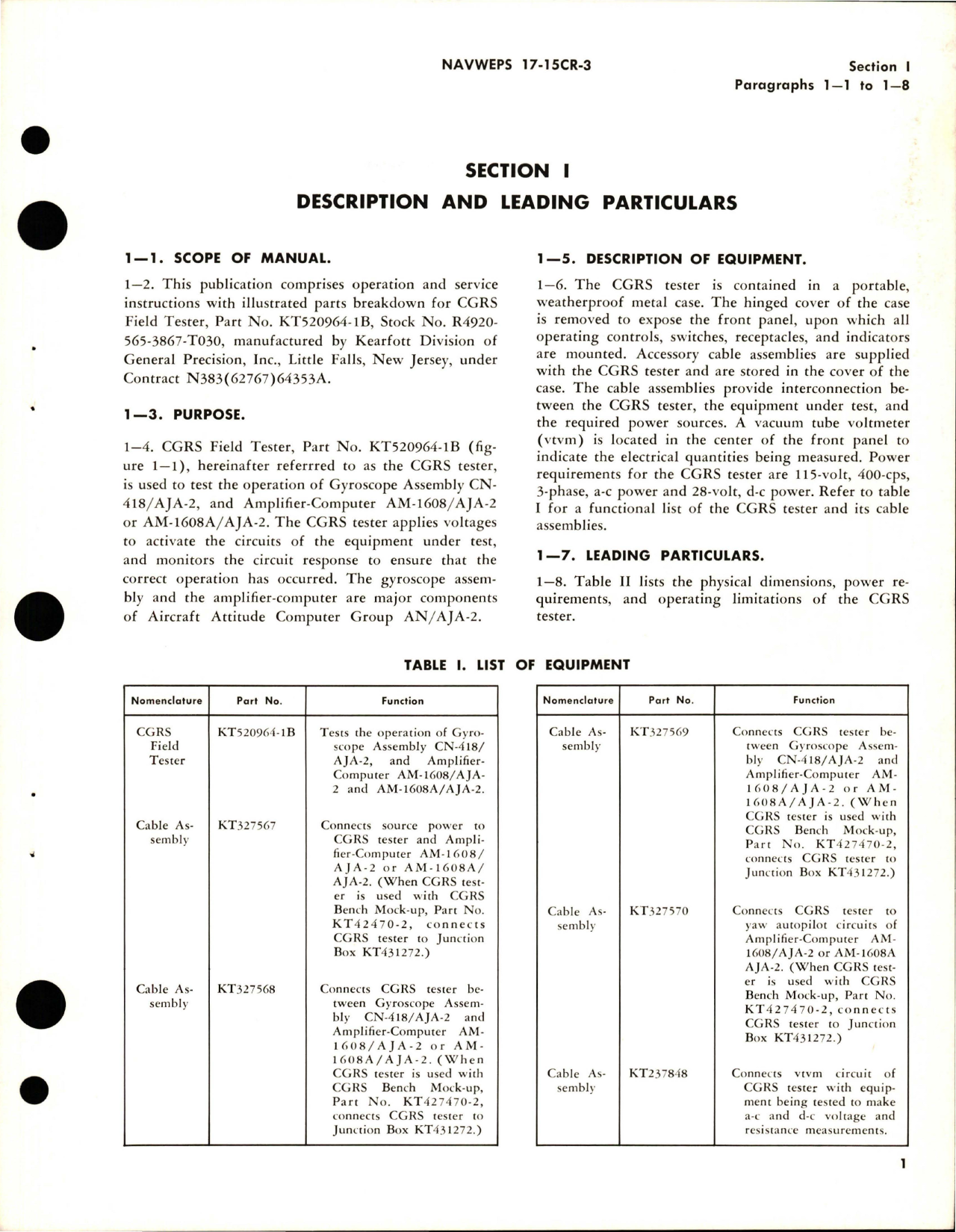 Sample page 7 from AirCorps Library document: Operation and Service Instructions with Illustrated Parts Breakdown for CGRS Field Tester - Part KT520964-1B