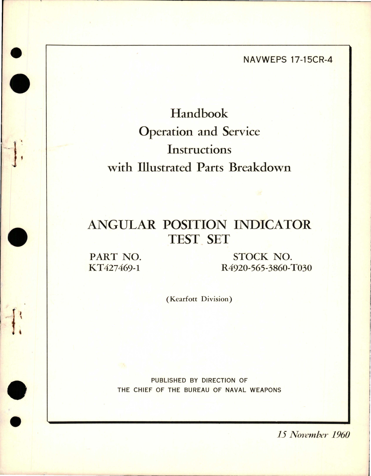 Sample page 1 from AirCorps Library document: Operation and Service Instructions with Illustrated Parts for Angular Position Indicator Test Set - Part KT427469-1