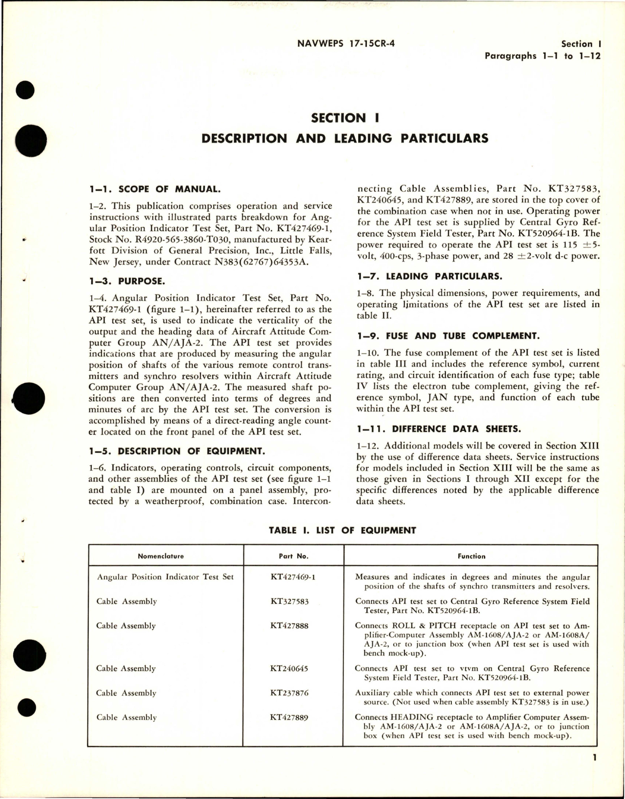 Sample page 7 from AirCorps Library document: Operation and Service Instructions with Illustrated Parts for Angular Position Indicator Test Set - Part KT427469-1