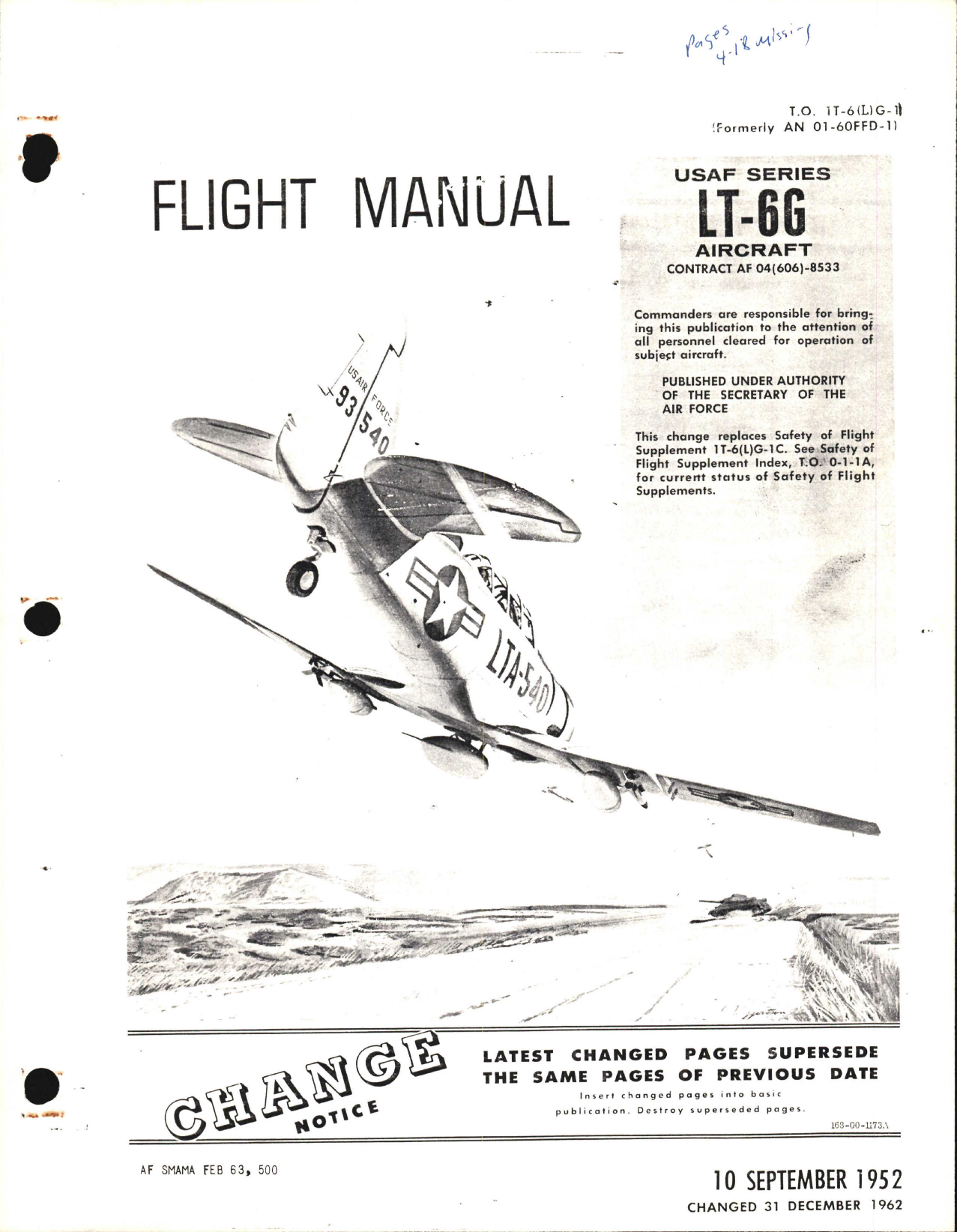 Sample page 1 from AirCorps Library document: Flight Manual for LT-6G Aircraft