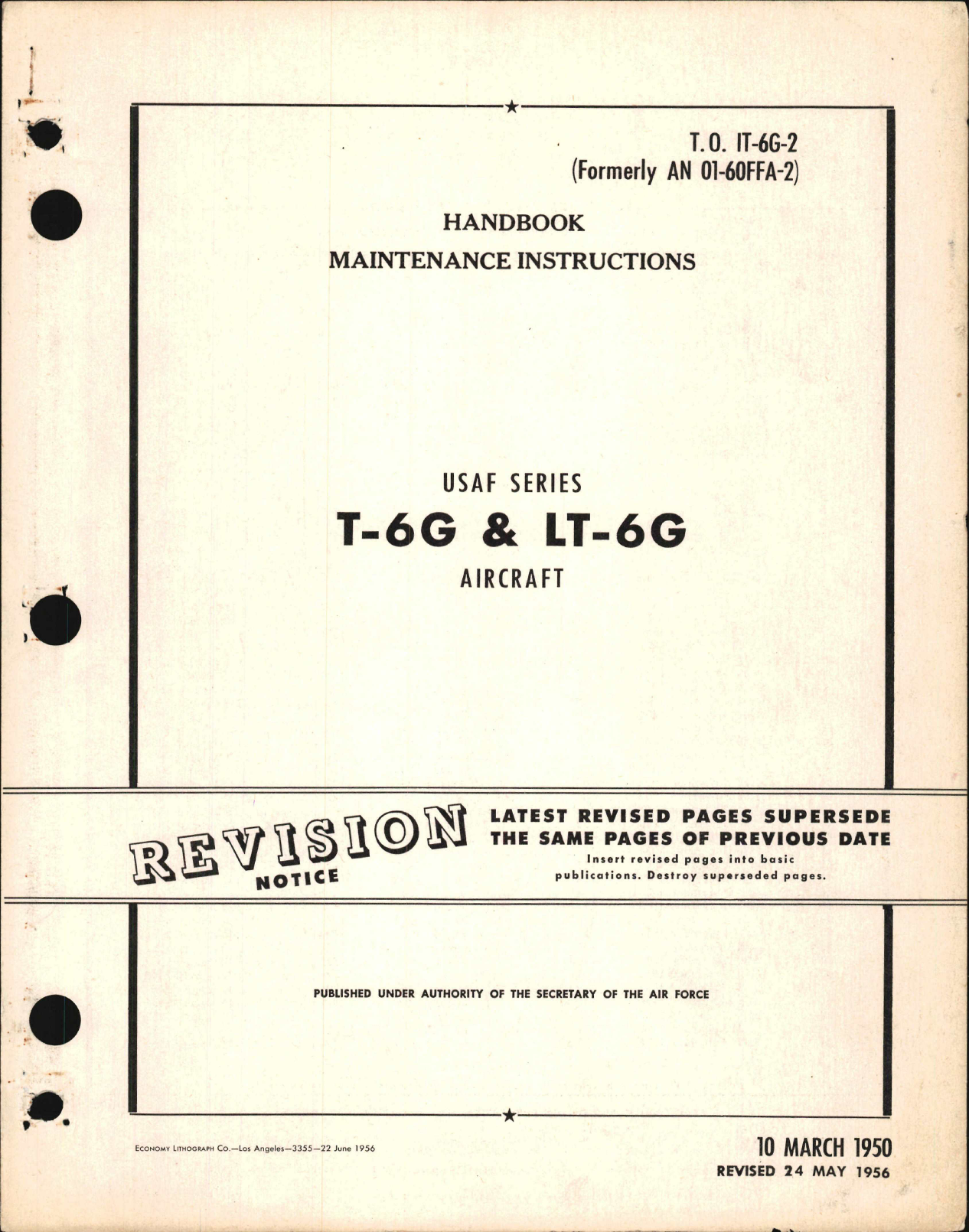 Sample page 1 from AirCorps Library document: Maintenance Instructions for T-6G and LT-6G