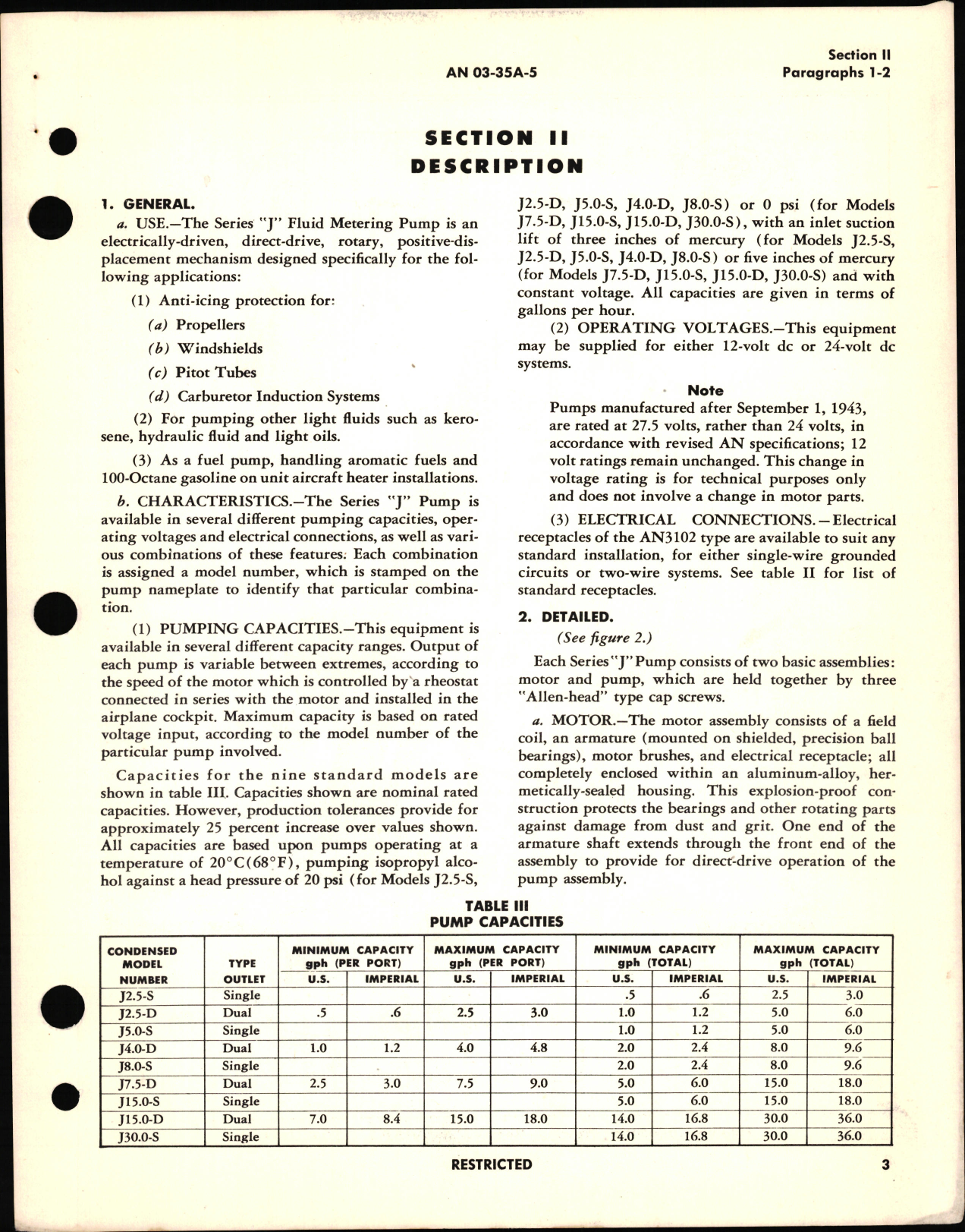 Sample page 7 from AirCorps Library document: Operation, Service, & Overhaul Instructions with Parts Catalog for Fluid Metering Pump Series J