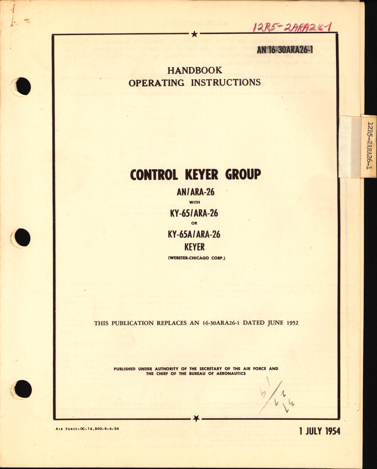 Sample page 1 from AirCorps Library document: Operating Instructions for Control Keyer Group AN/ARA-26 with KY-65/ARA-26 or KY-65A/ARA-26 Keyer