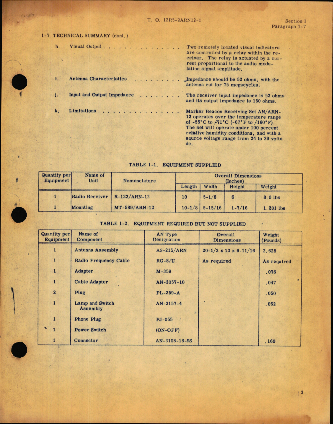 Sample page 7 from AirCorps Library document: Operating Instructions for Marker Beacon Receiving Set AN/ARN-12