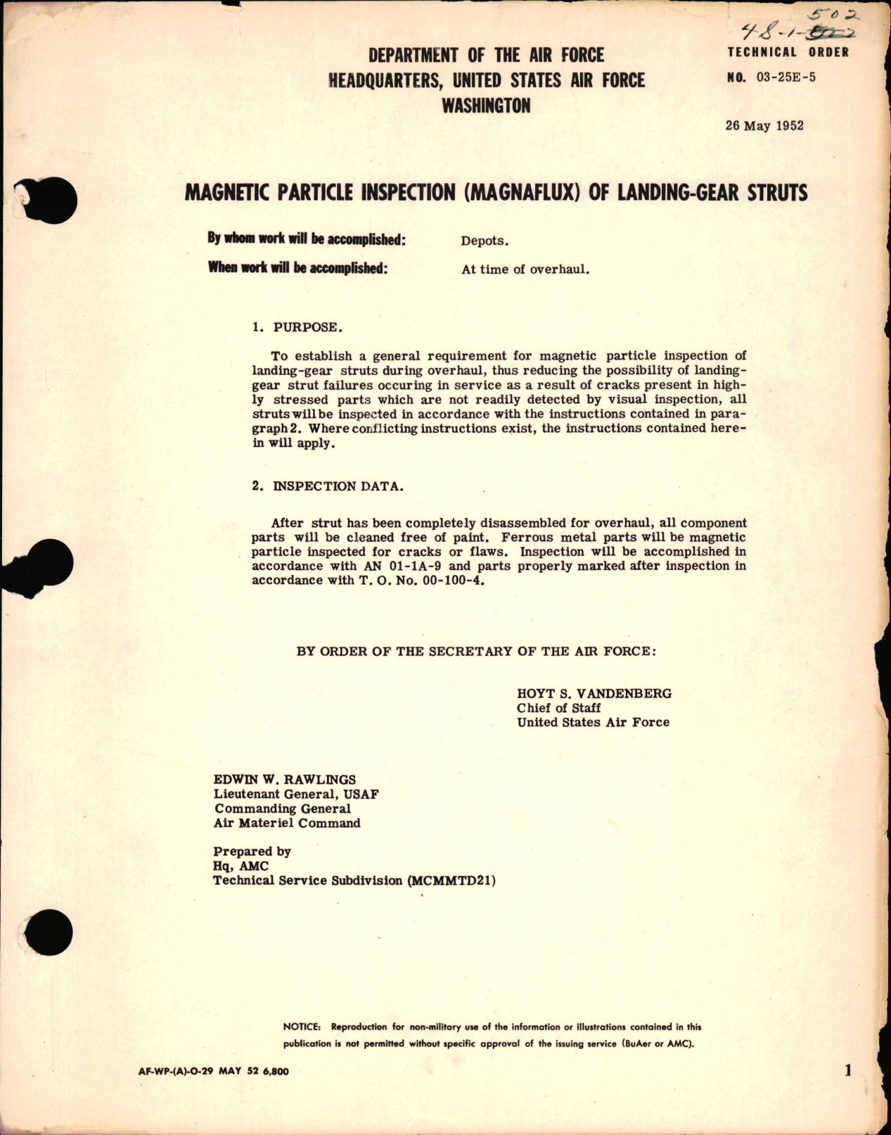 Sample page 1 from AirCorps Library document: Magnetic Particle Inspection (Magnaflux) of Landing Gear Struts