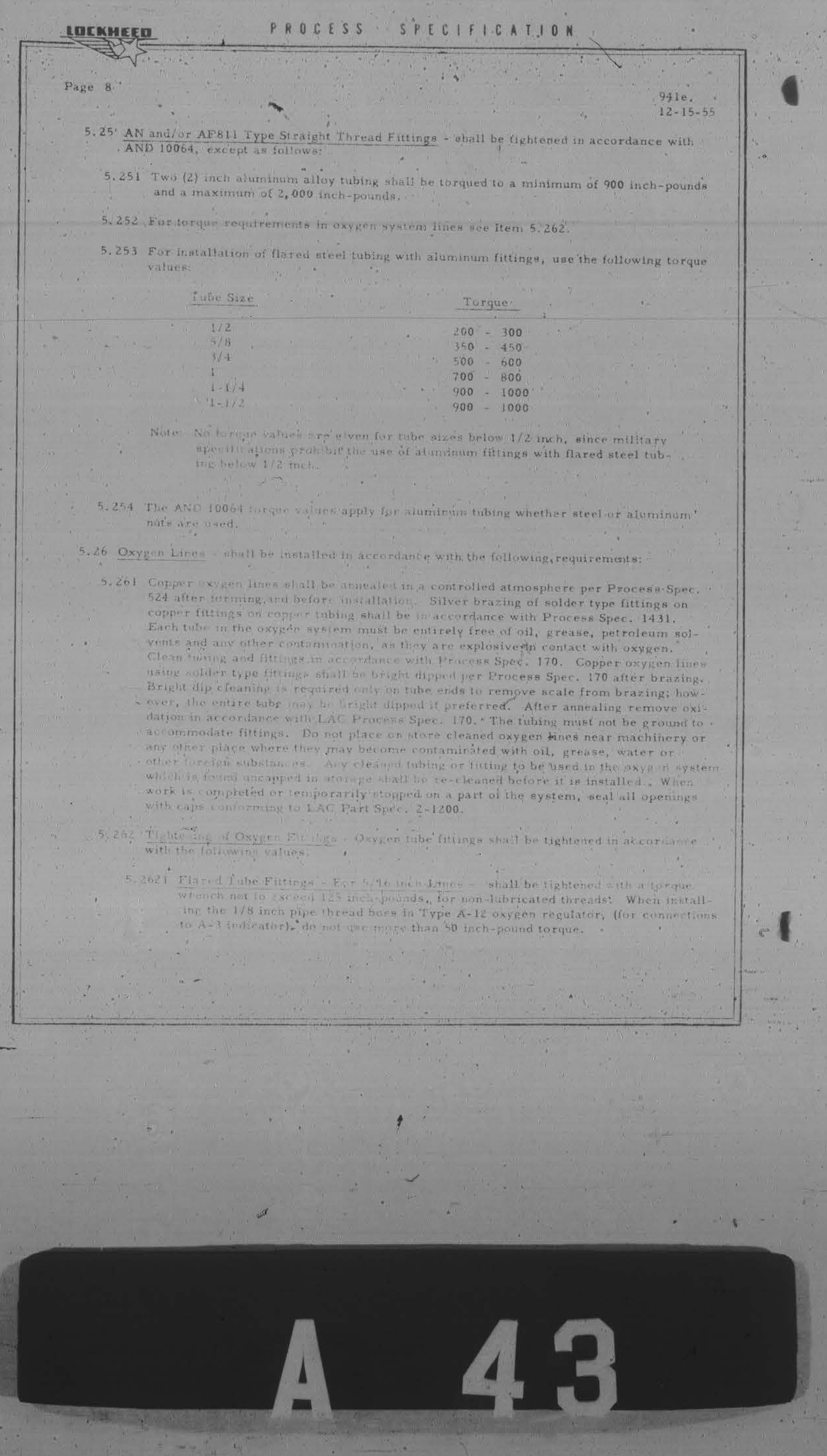 Sample page 9 from AirCorps Library document: Installation of Plumbing and Oxygen Lines, Connections and Fittings