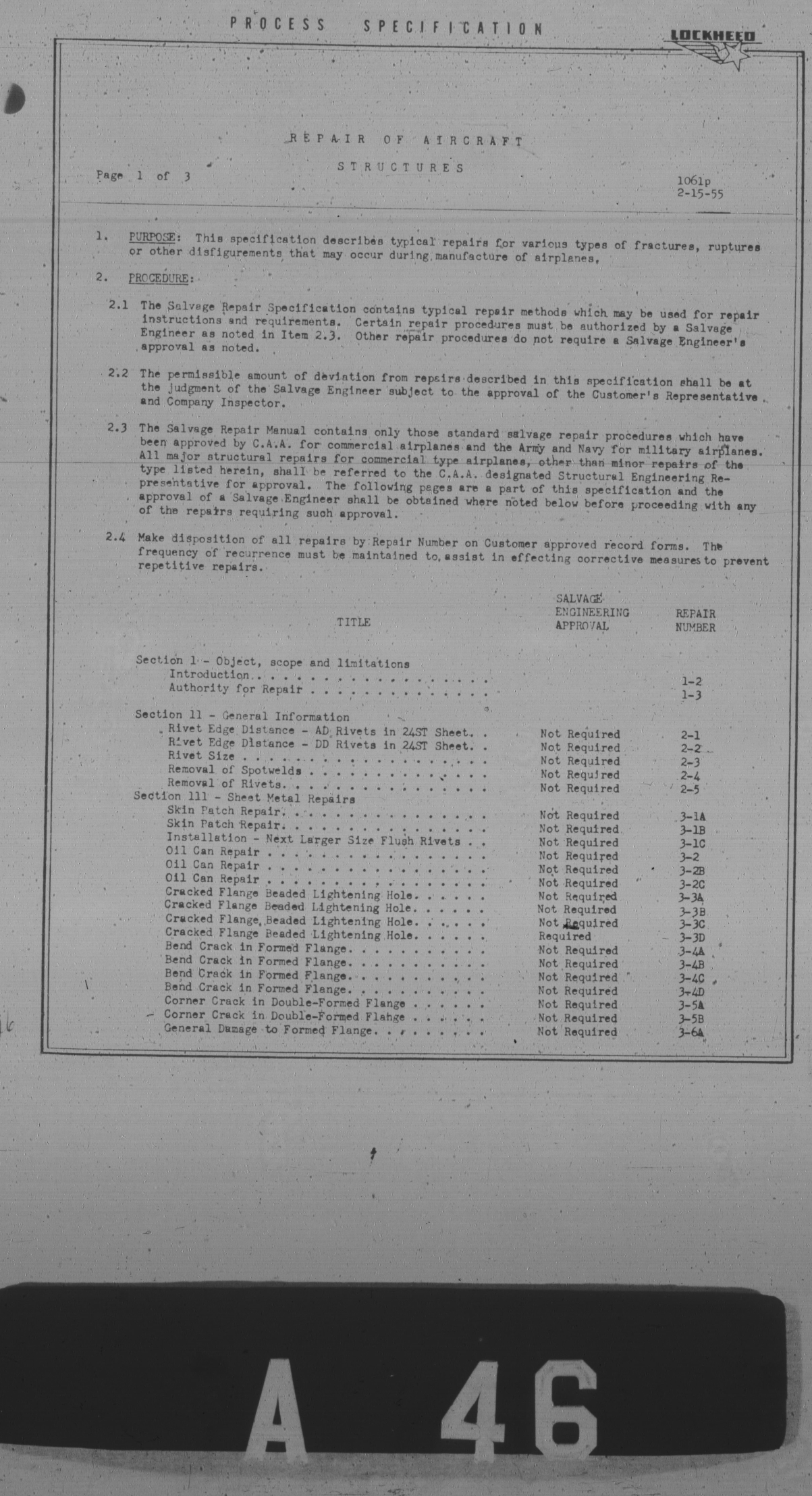 Sample page 1 from AirCorps Library document: Repair of Aircraft Structures