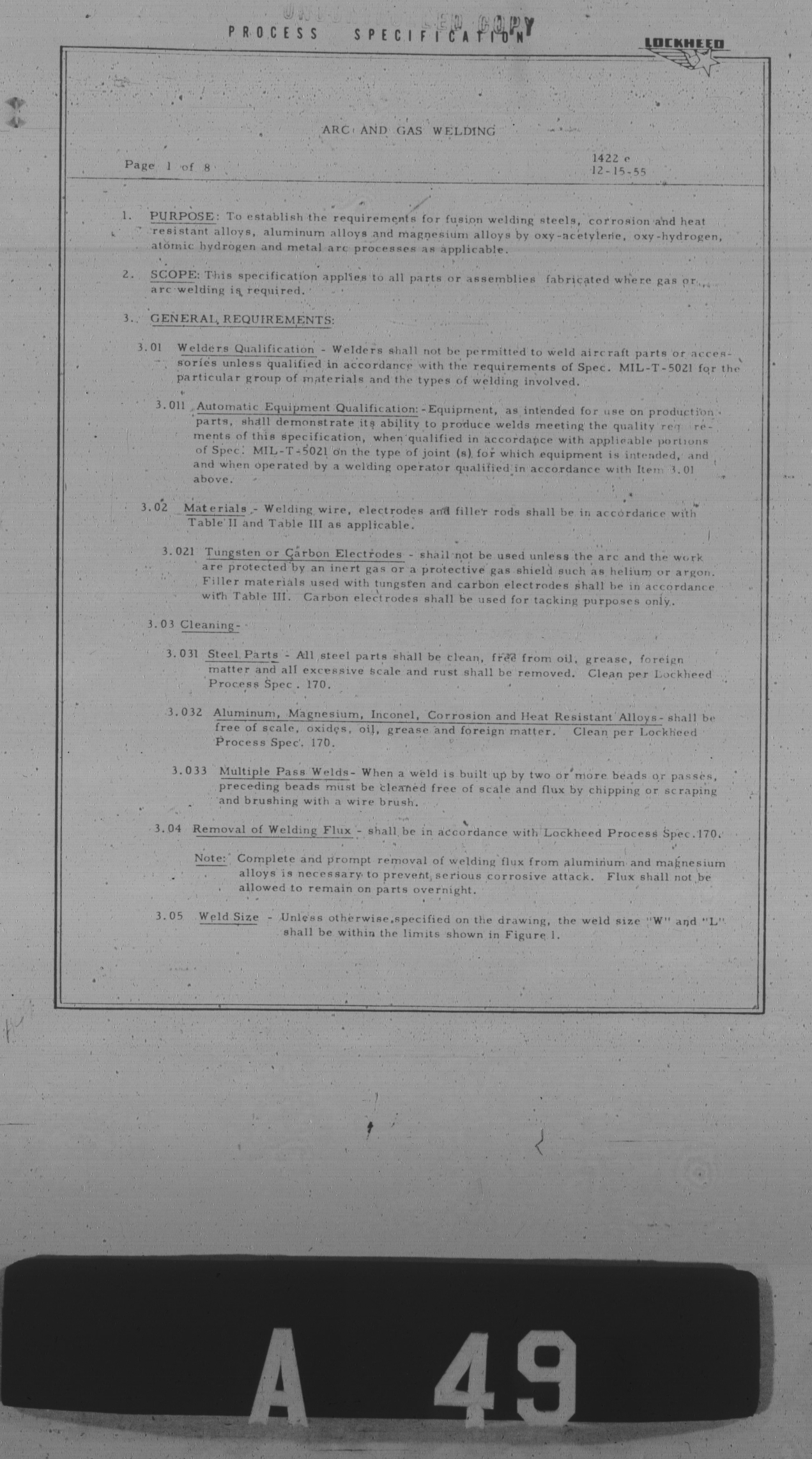 Sample page 1 from AirCorps Library document: Arc and Gas Welding