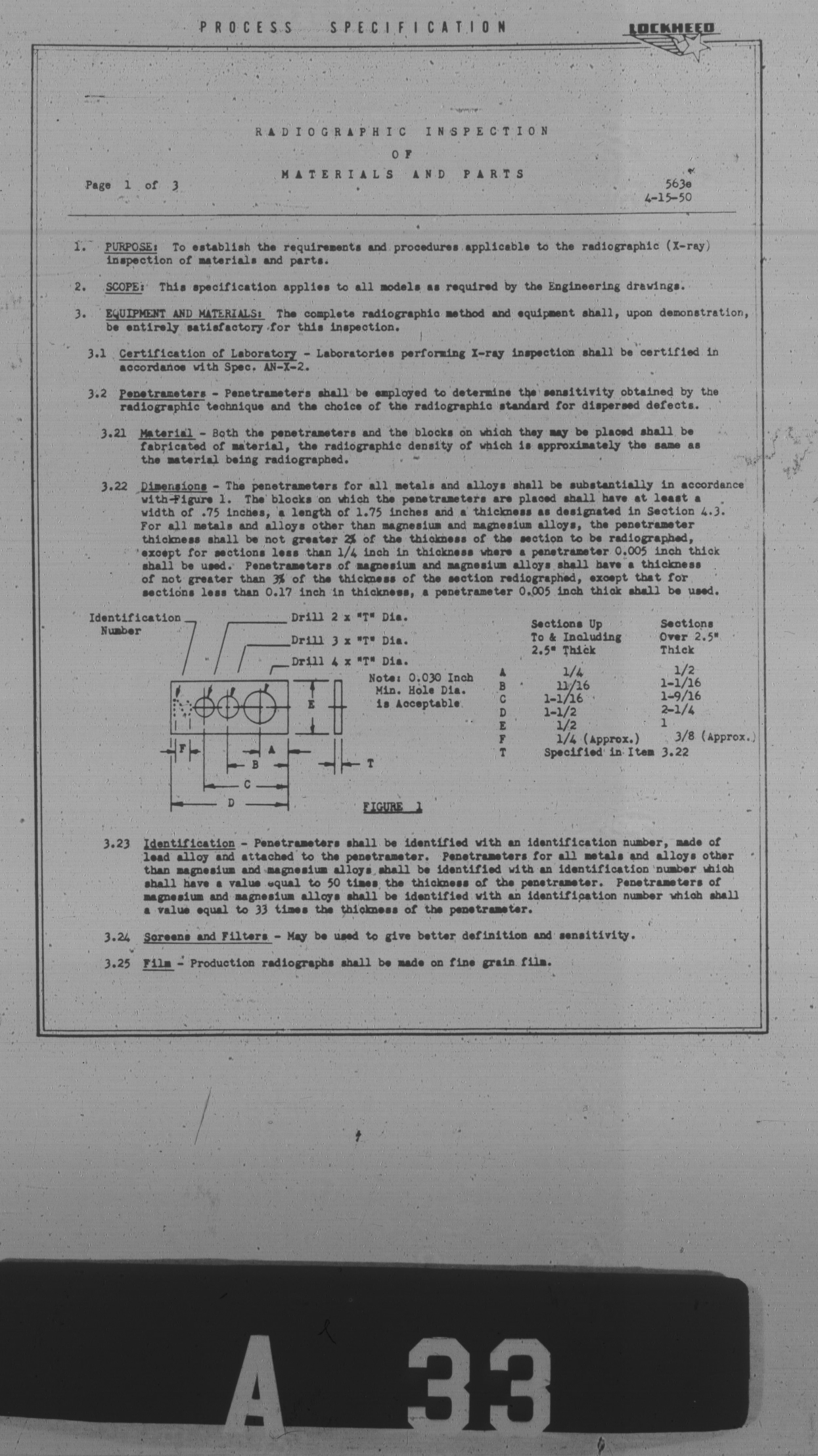 Sample page 1 from AirCorps Library document: Radiographic Inspection of Materials and Parts