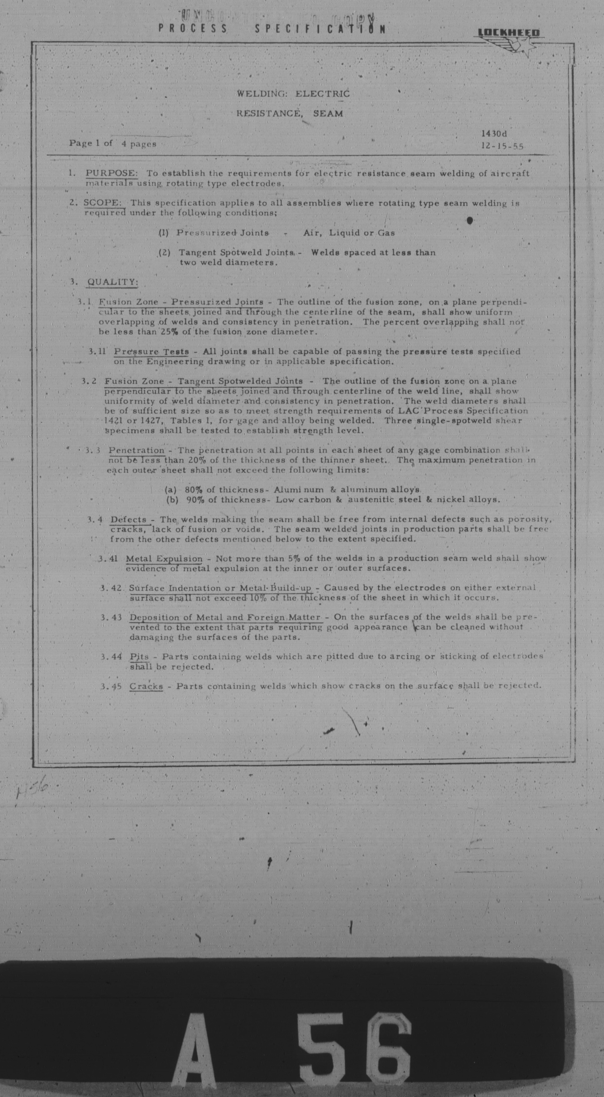 Sample page 1 from AirCorps Library document: Electric Resistance Seam Welding