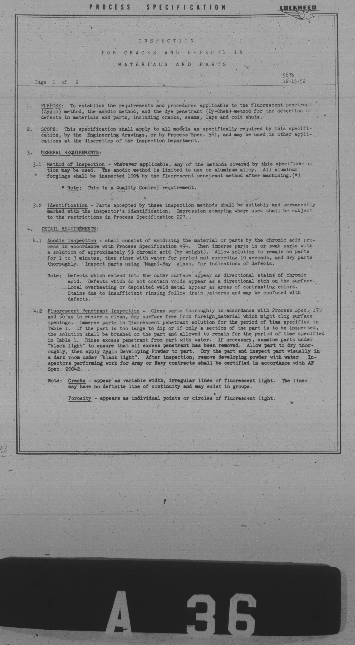 Sample page 1 from AirCorps Library document: Inspection for Cracks and Defects in Materials and Parts