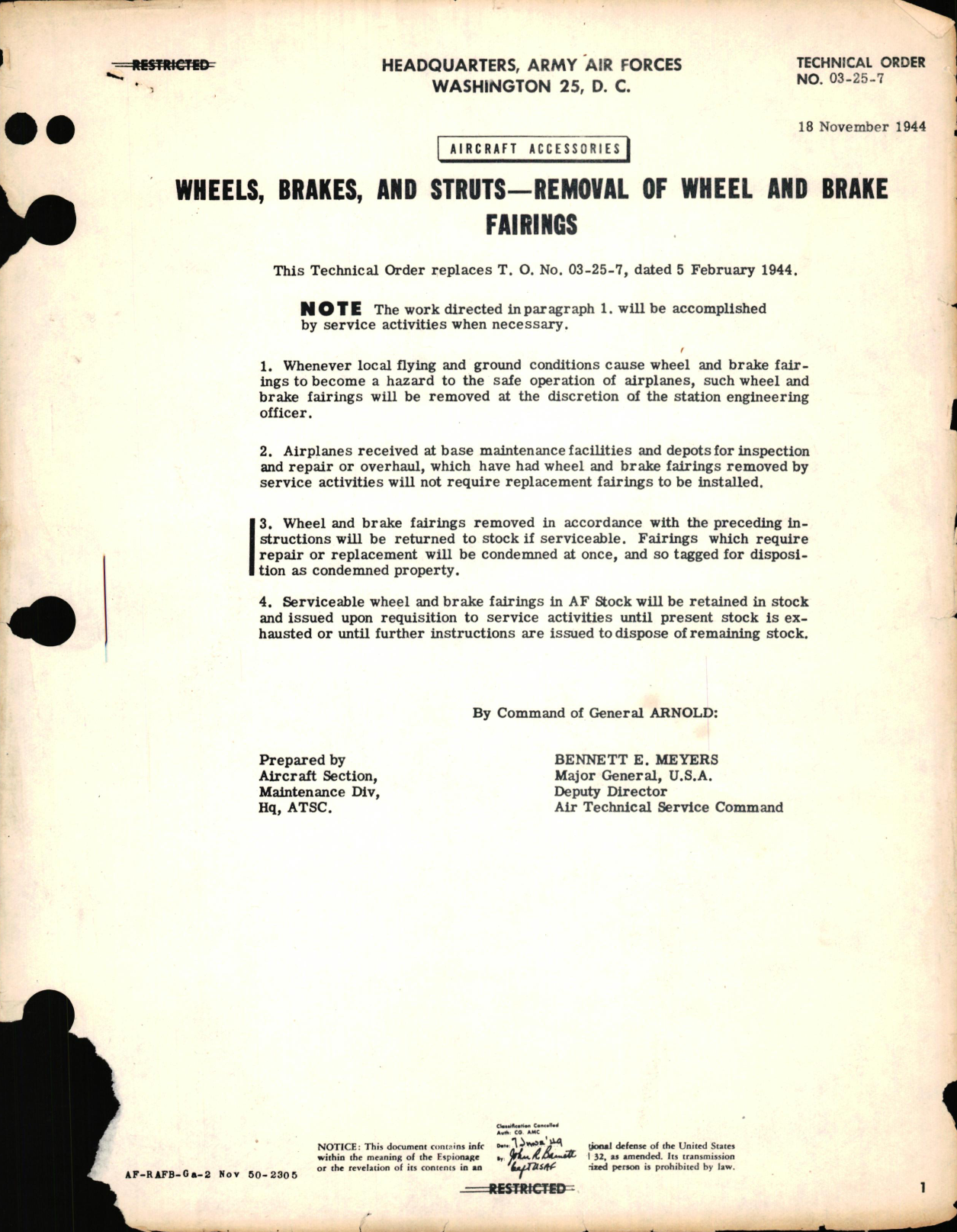 Sample page 1 from AirCorps Library document: Wheels, Brakes, & Struts - Removal of Wheel and Brake Fairings