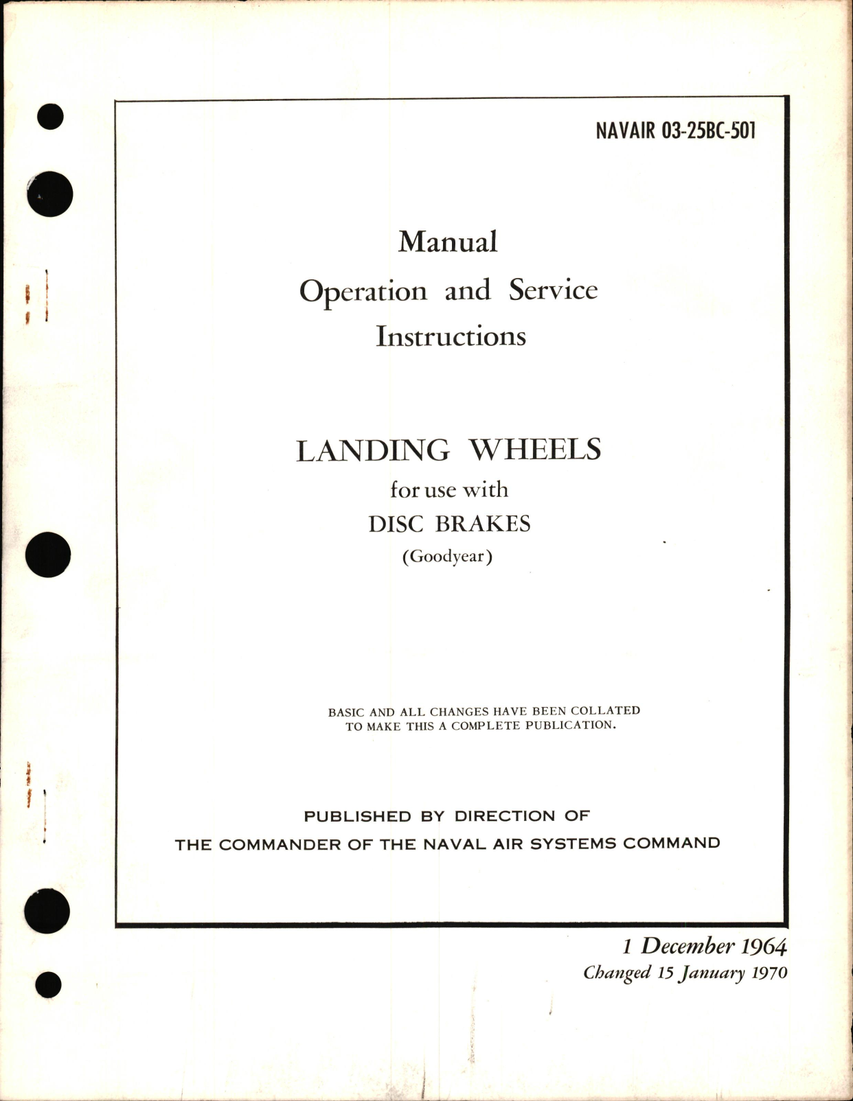 Sample page 1 from AirCorps Library document: Operation & Service Instructions for Landing Wheels for Use with Disc Brakes