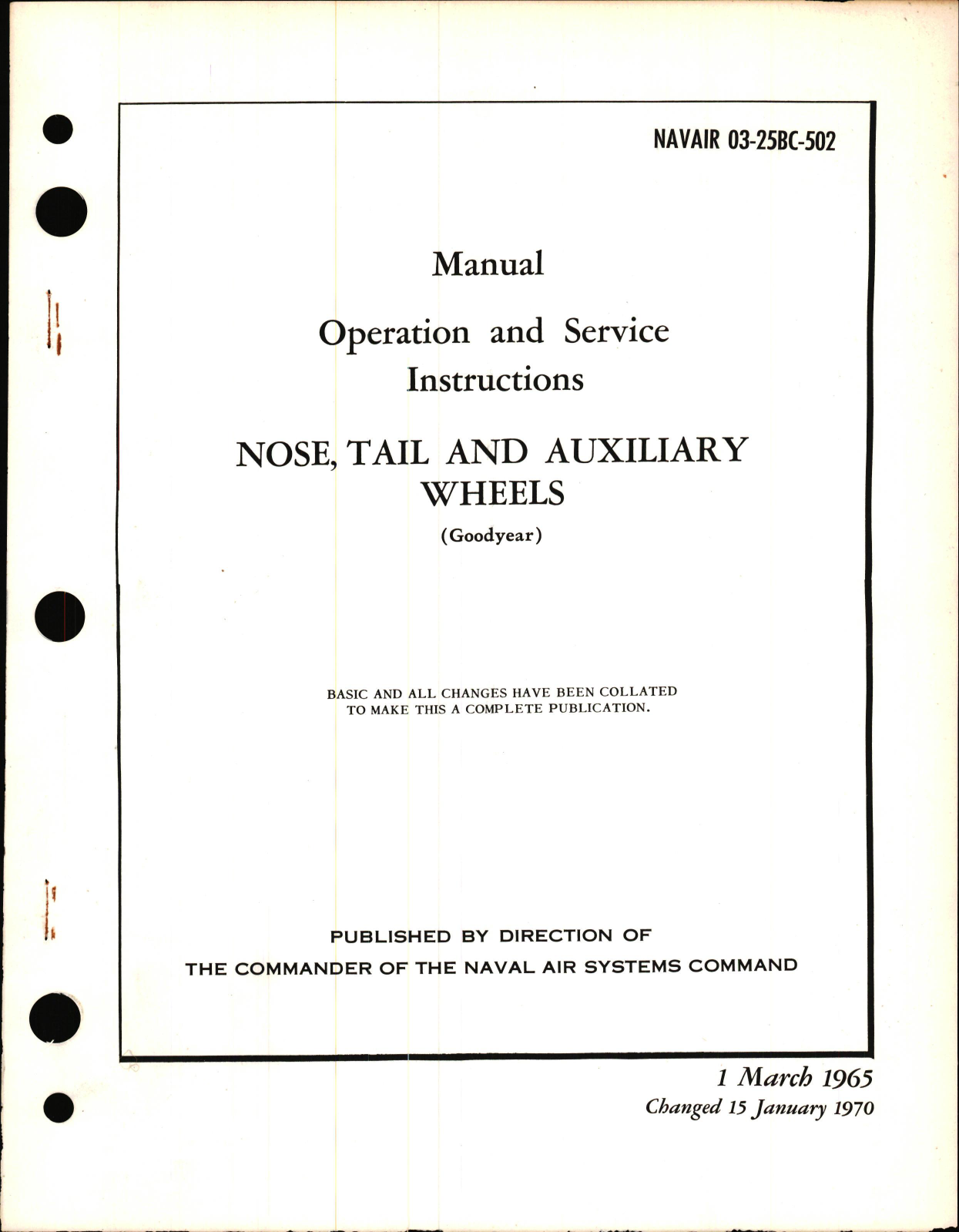 Sample page 1 from AirCorps Library document: Operation and Service Instructions for Nose, Tail, and Auxiliary Wheels
