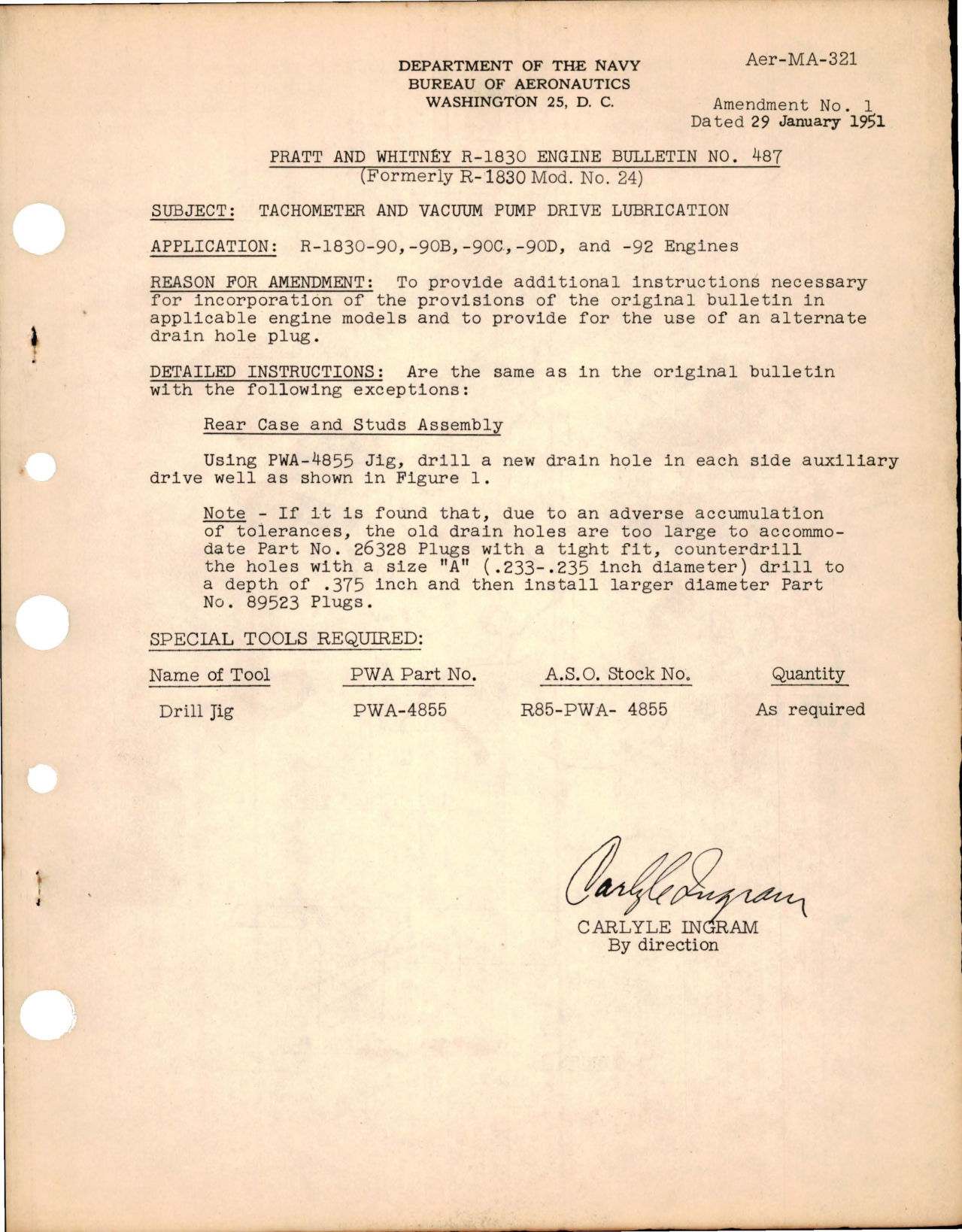 Sample page 1 from AirCorps Library document: Tachometer and Vacuum Pump Drive Lubrication 