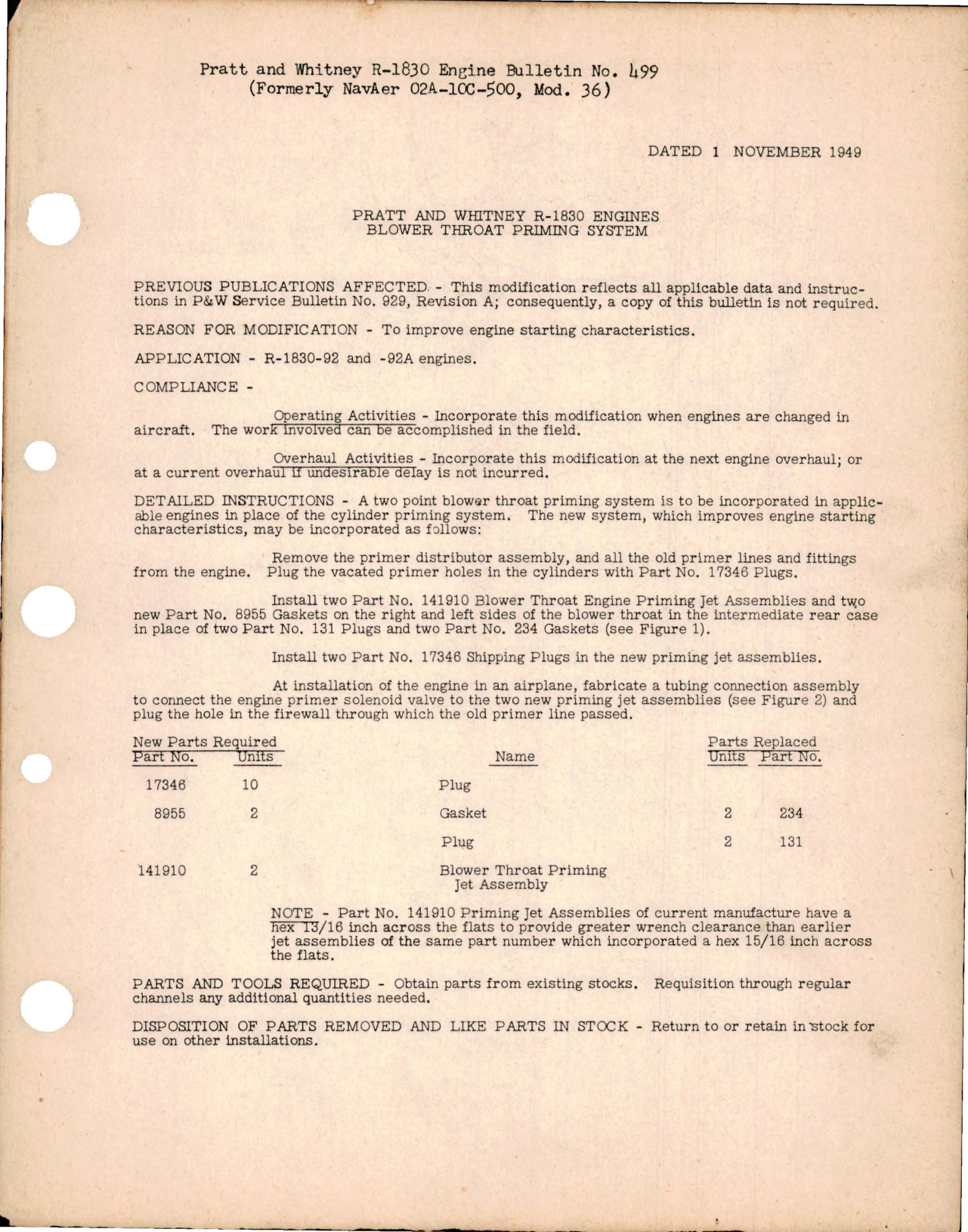 Sample page 1 from AirCorps Library document: Improve Engine Starting Characteristics