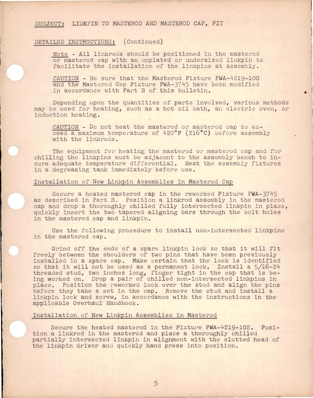 Sample page 5 from AirCorps Library document: Fit Linkpin to Masterod and Masterod CAP