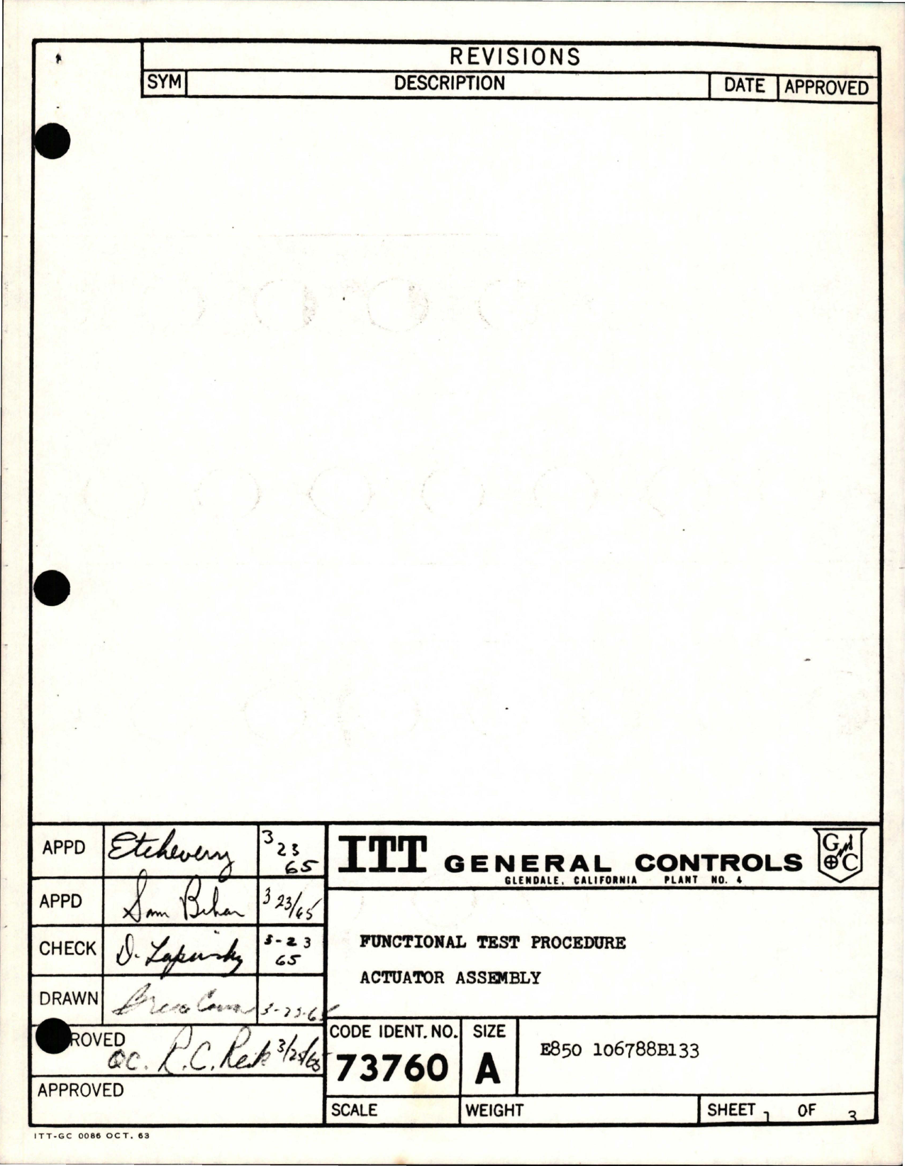 Sample page 1 from AirCorps Library document: Functional Test Procedure for Actuator Assembly