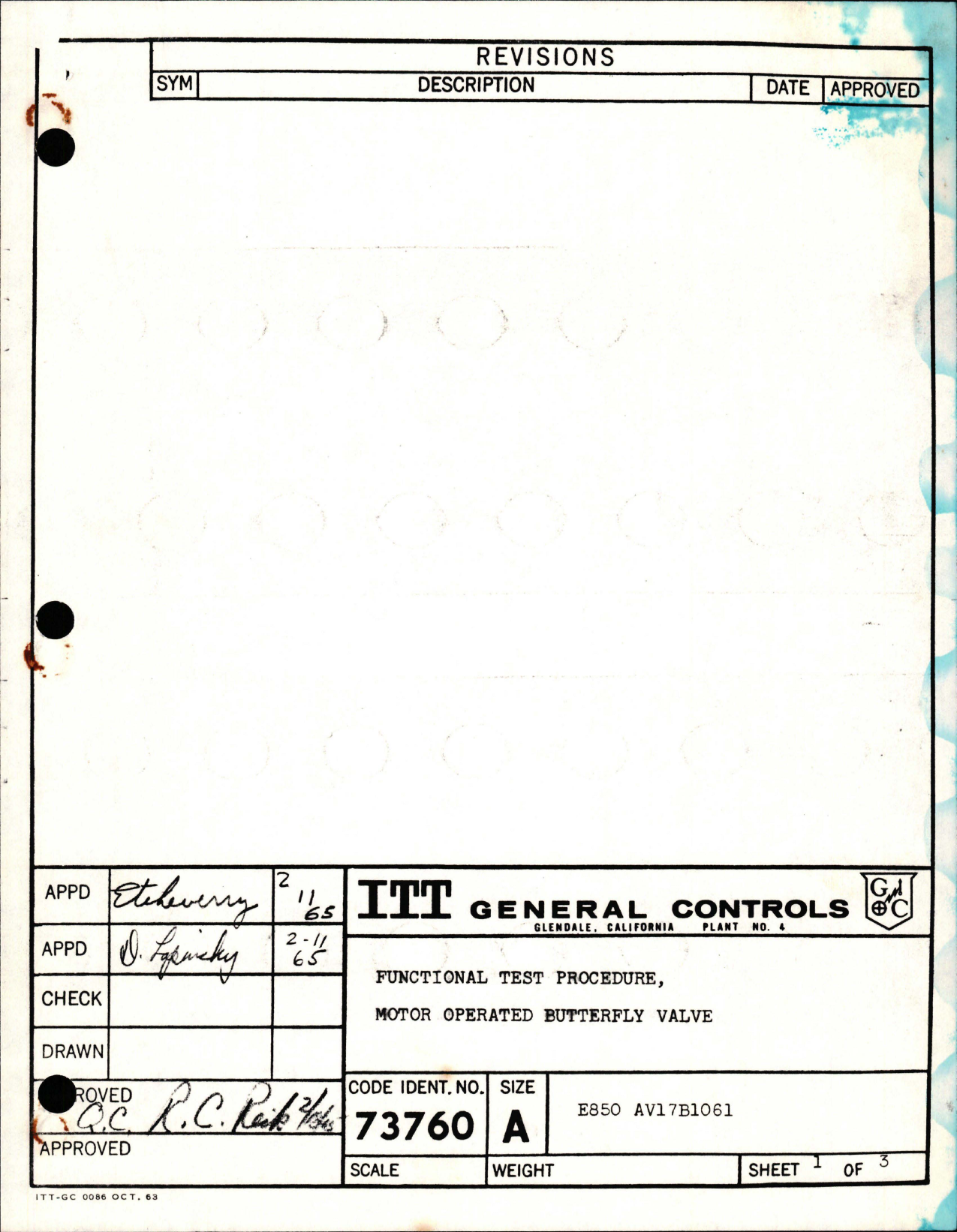 Sample page 1 from AirCorps Library document: Functional Test Procedure for Motor Operated Butterfly Valve 