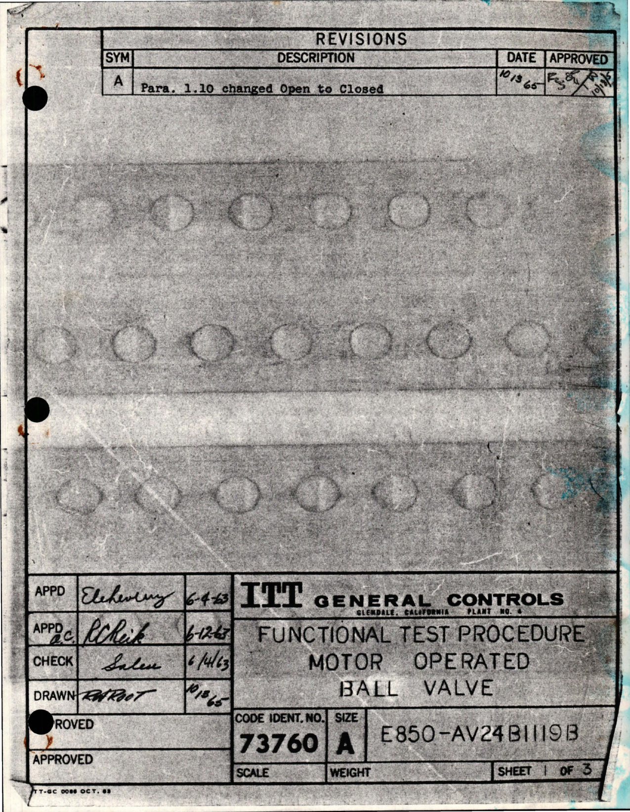 Sample page 1 from AirCorps Library document: Functional Test Procedure for Motor Operated Ball Valve 