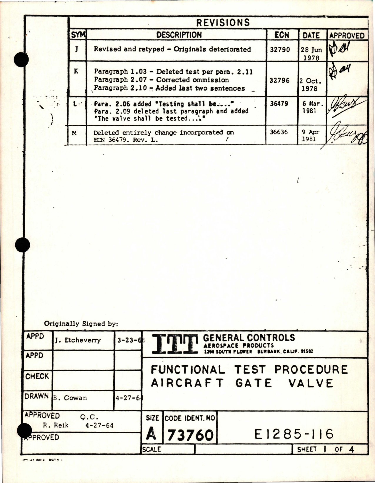 Sample page 1 from AirCorps Library document: Functional Test Procedure for Aircraft Gate Valve 