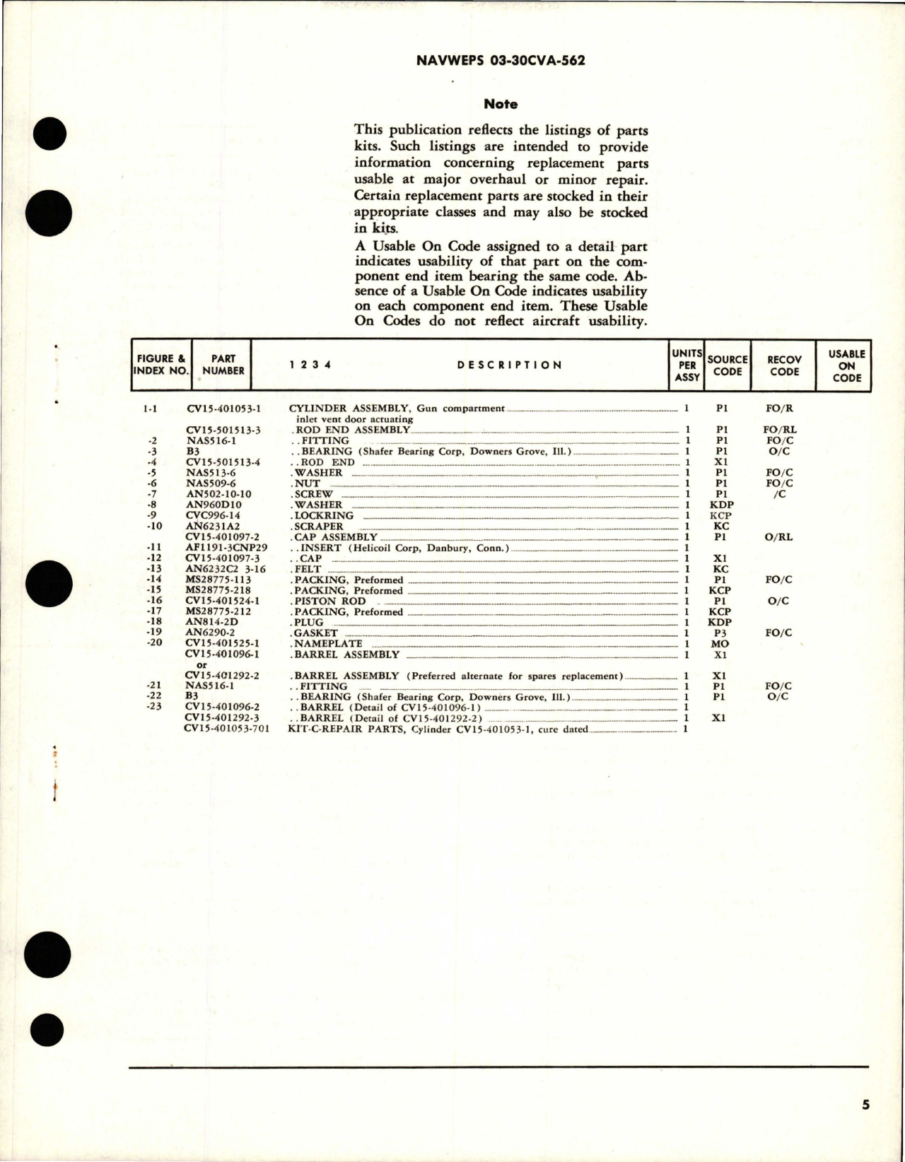 Sample page 5 from AirCorps Library document: Overhaul Instructions with Parts for Door Actuating Gun Compartment Inlet Vent Cylinder Assembly - CV15-401503-1