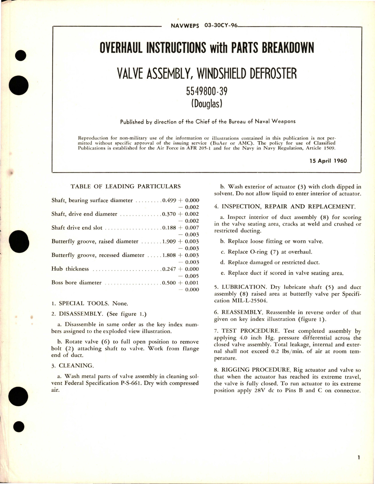 Sample page 1 from AirCorps Library document: Windshield Defroster Valve Assembly - 5549800-39