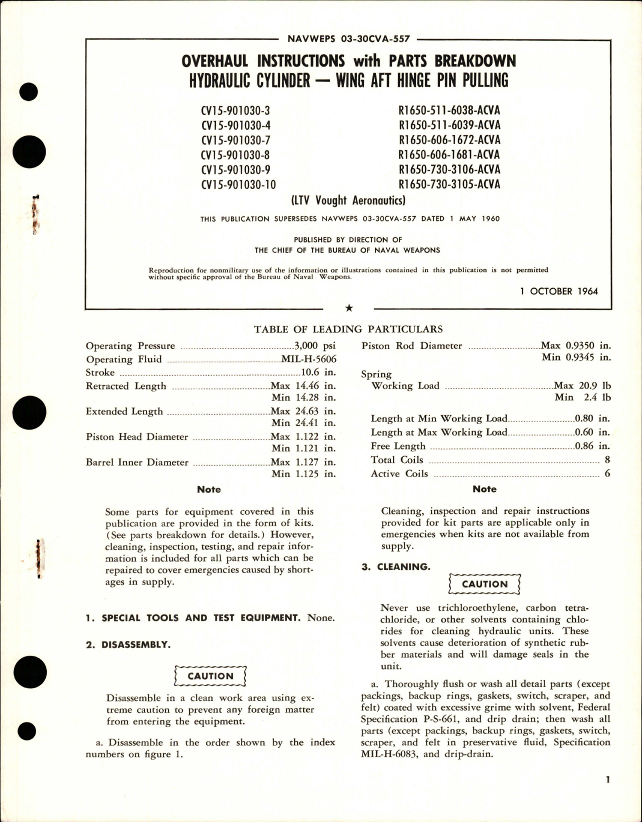 Sample page 1 from AirCorps Library document: Overhaul Instructions with Parts for Wing Aft Hinge Pin Pulling Hydraulic Cylinder