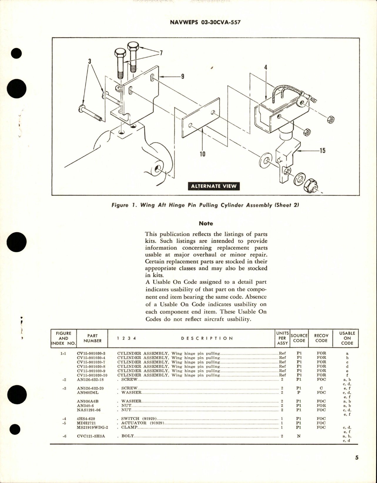 Sample page 5 from AirCorps Library document: Overhaul Instructions with Parts for Wing Aft Hinge Pin Pulling Hydraulic Cylinder