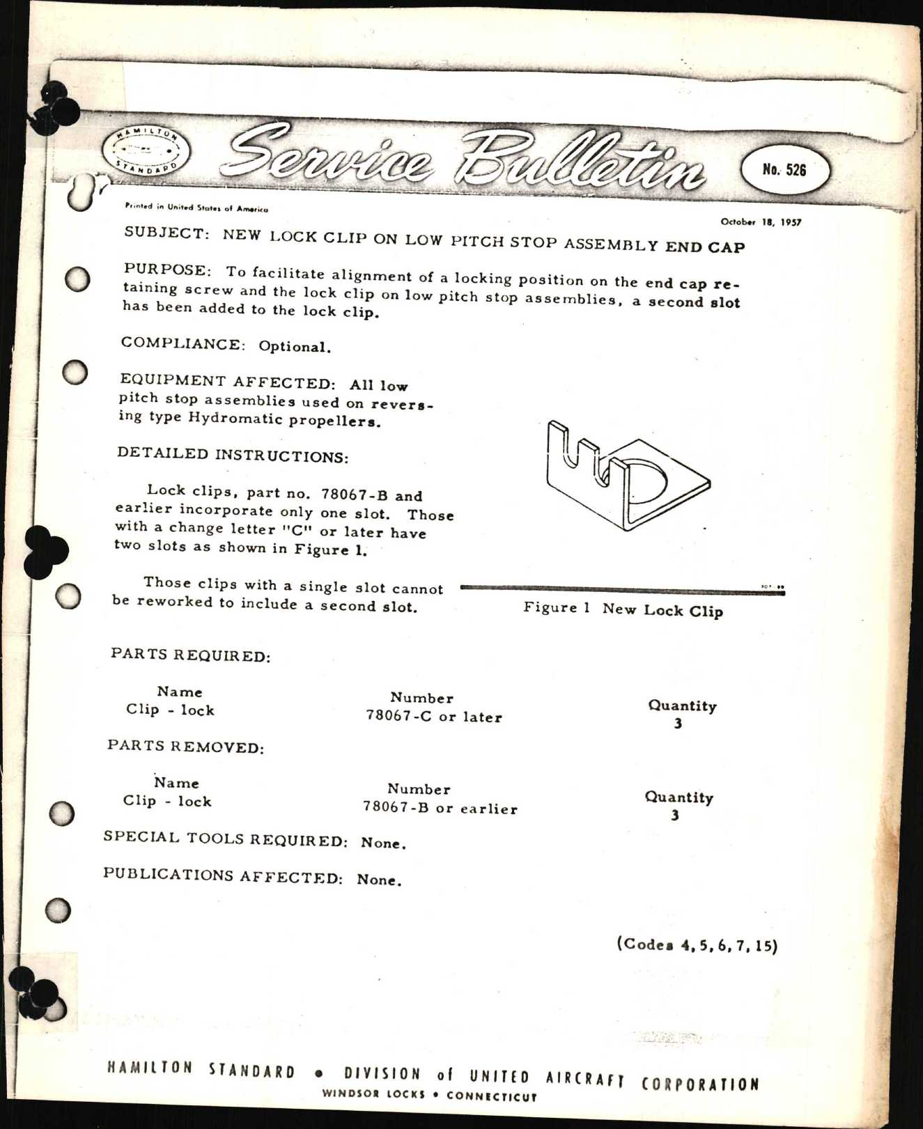 Sample page 1 from AirCorps Library document: New Lock Clip on Low Pitch Stop Assembly End Cap