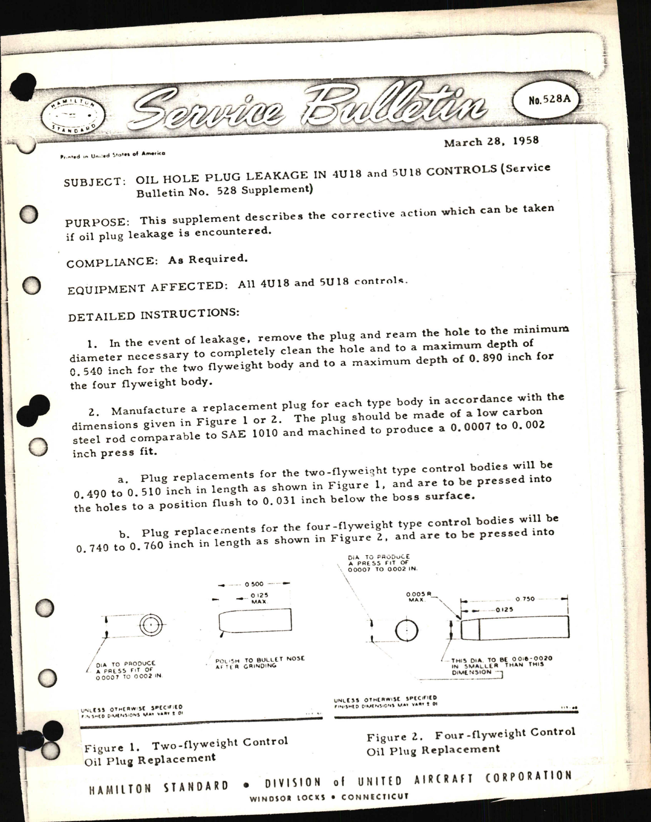 Sample page 1 from AirCorps Library document: Oil Hole Plug Leakage in 4U18 and 5U18 Controls