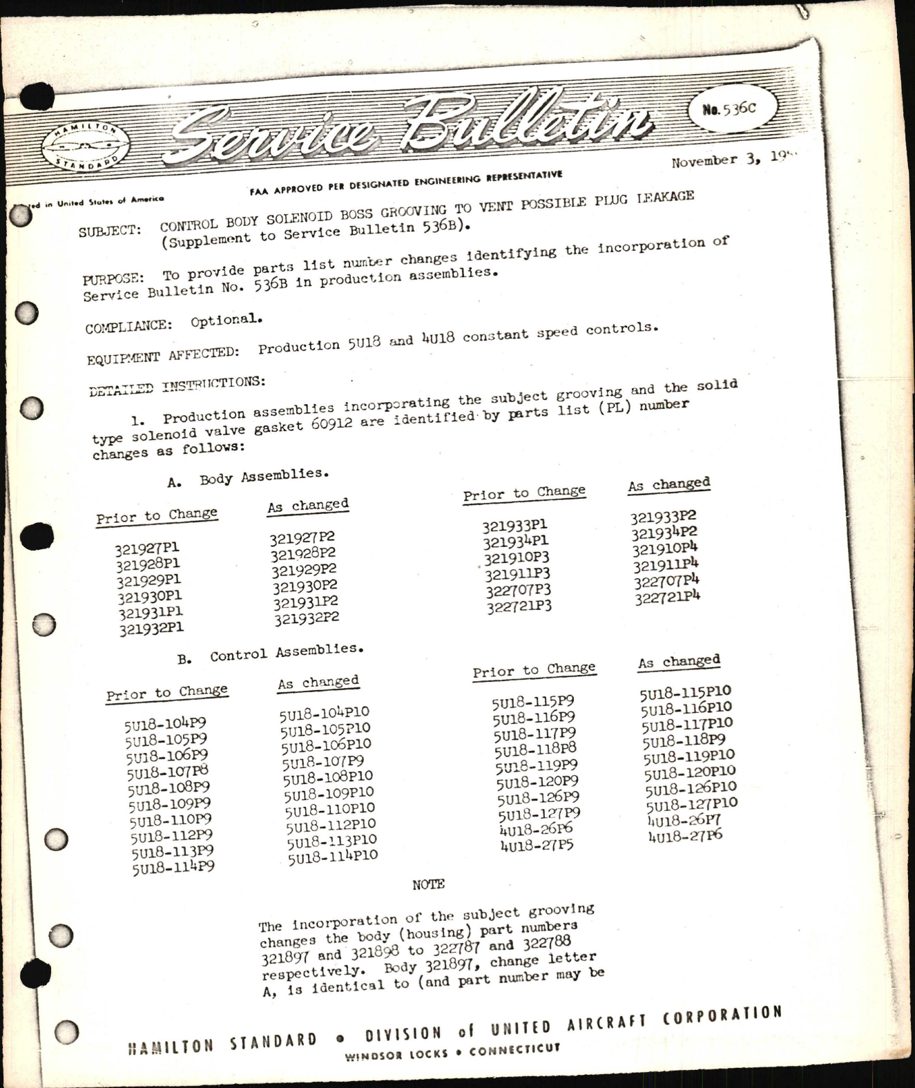 Sample page 1 from AirCorps Library document: Control Body Solenoid Boss Grooving to Vent Possible Plug Leakage