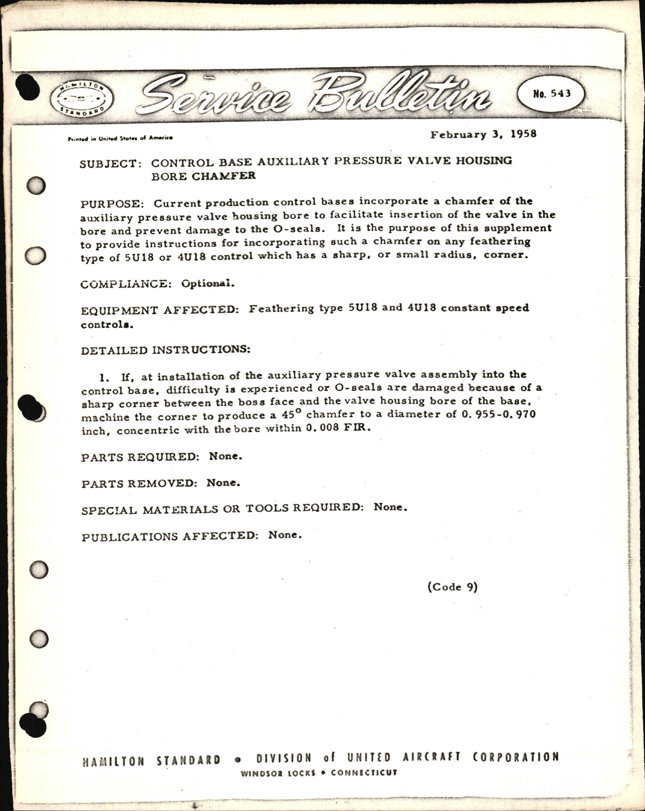 Sample page 1 from AirCorps Library document: Control Base Auxiliary Pressure Valve Housing Bore Chamber