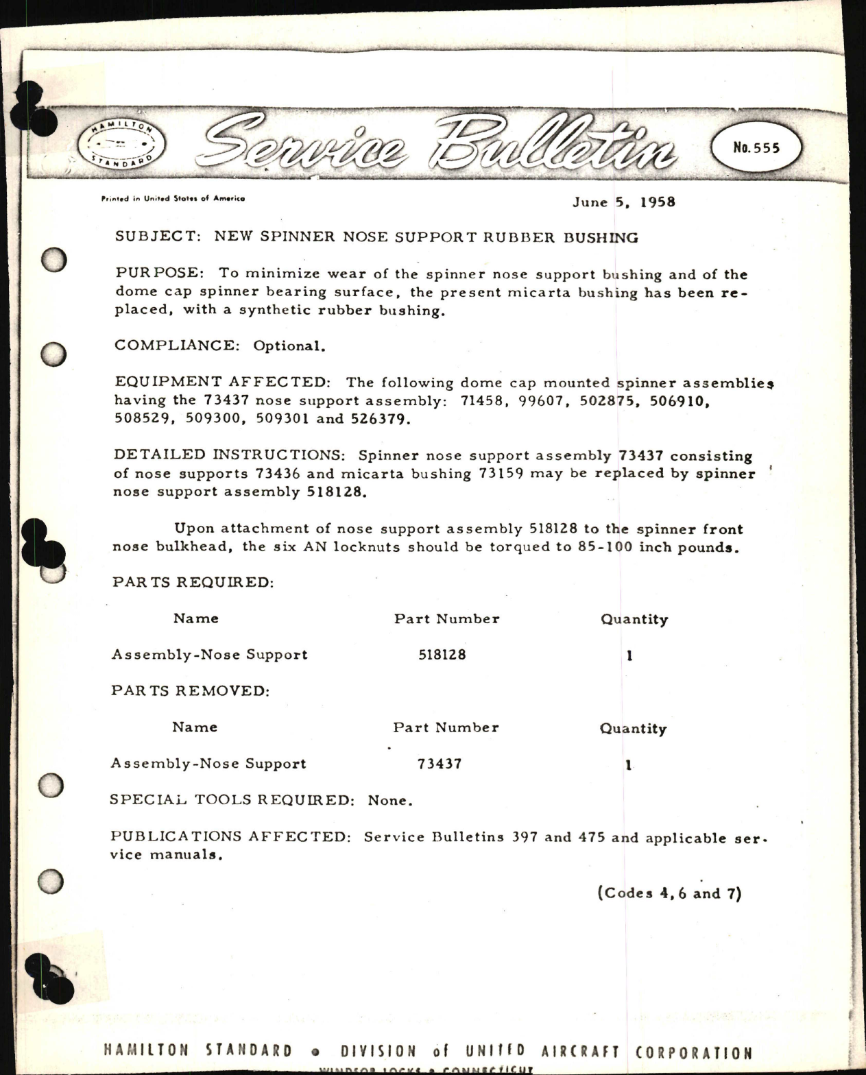 Sample page 1 from AirCorps Library document: New Spinner Nose Support Rubber Bushing