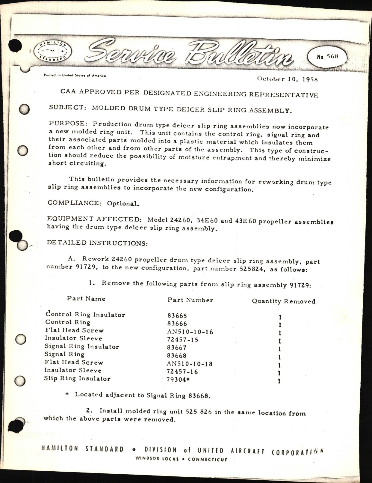 Sample page 1 from AirCorps Library document: Molded Drum Type Deicer Slip Ring Assembly