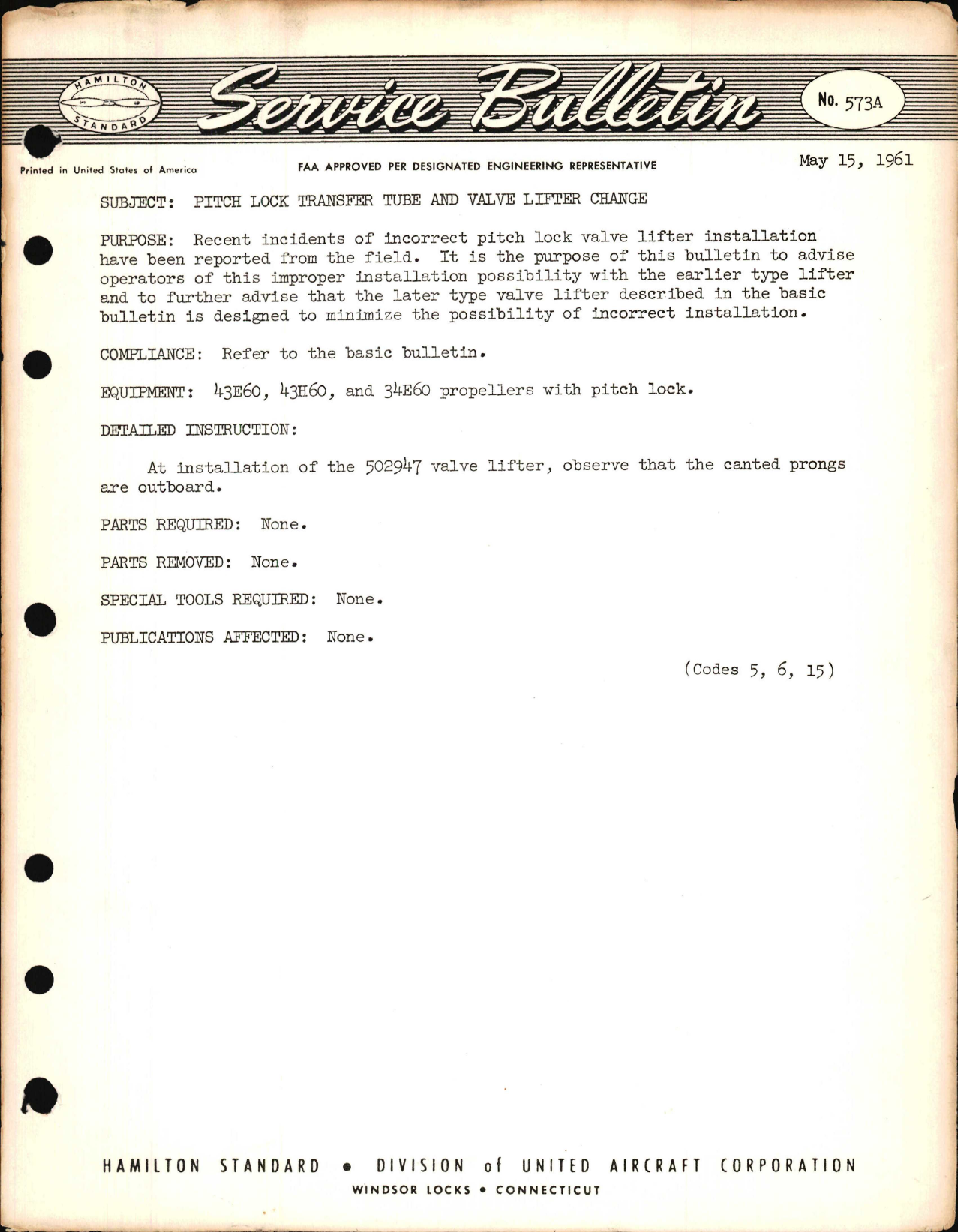 Sample page 1 from AirCorps Library document: Pitch Lock Transfer Tube and Valve Lifter Change