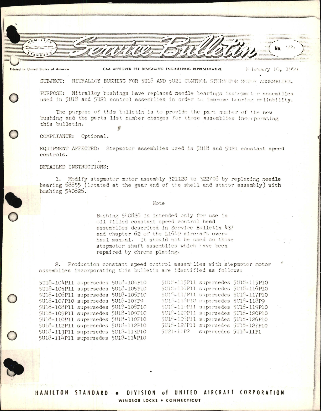 Sample page 1 from AirCorps Library document: Nitralloy Bushing for 5U18 and 5U21Control Stepmotor Motor Assemblies