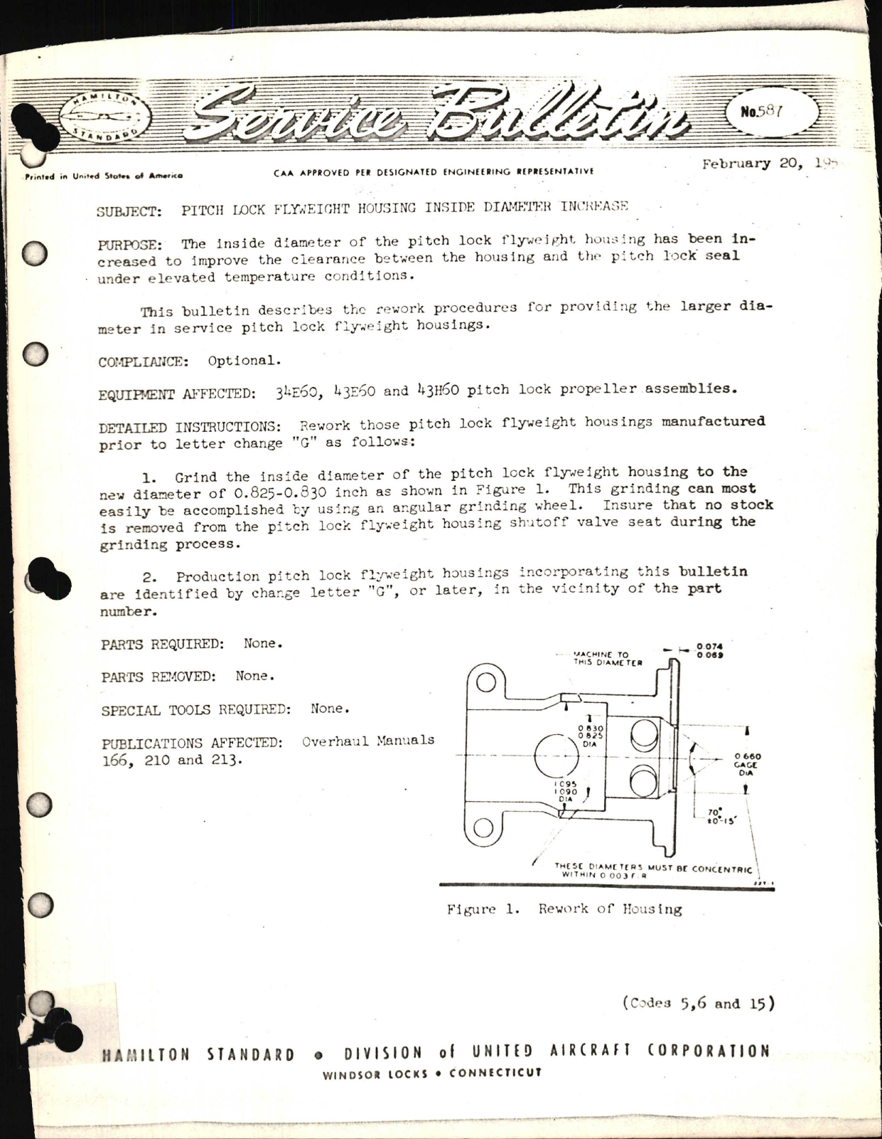 Sample page 1 from AirCorps Library document: Pitch Lock Flyweight Housing Inside Diameter Increase