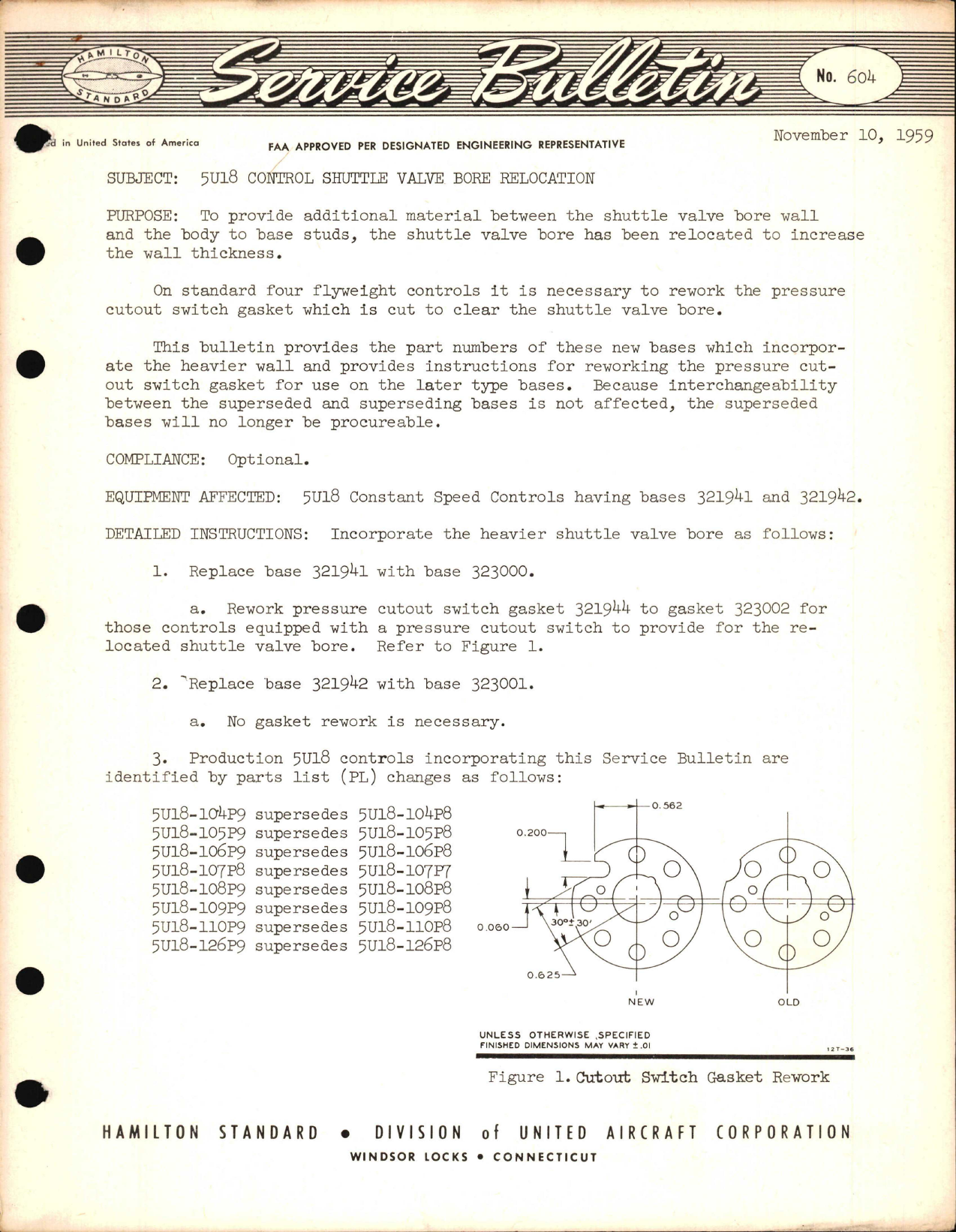 Sample page 1 from AirCorps Library document: 5U18 Control Shuttle Valve Bore Relocation