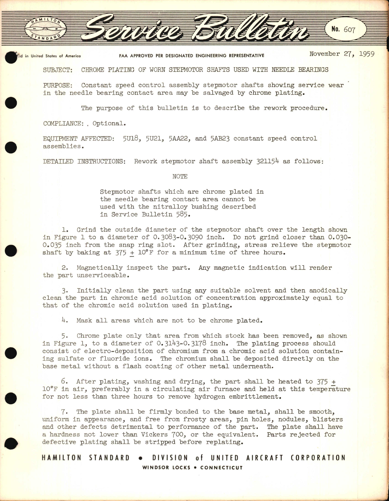 Sample page 1 from AirCorps Library document: Chrome Plating of Worn Stepmotor Shafts Used with Needle Bearings