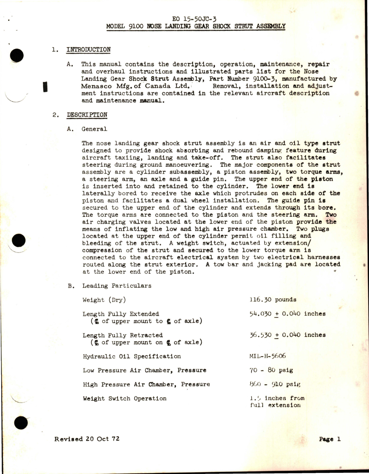 Sample page 5 from AirCorps Library document: Handbook with Parts List for Nose Landing Gear Shock Strut Assembly - Part 9100-3