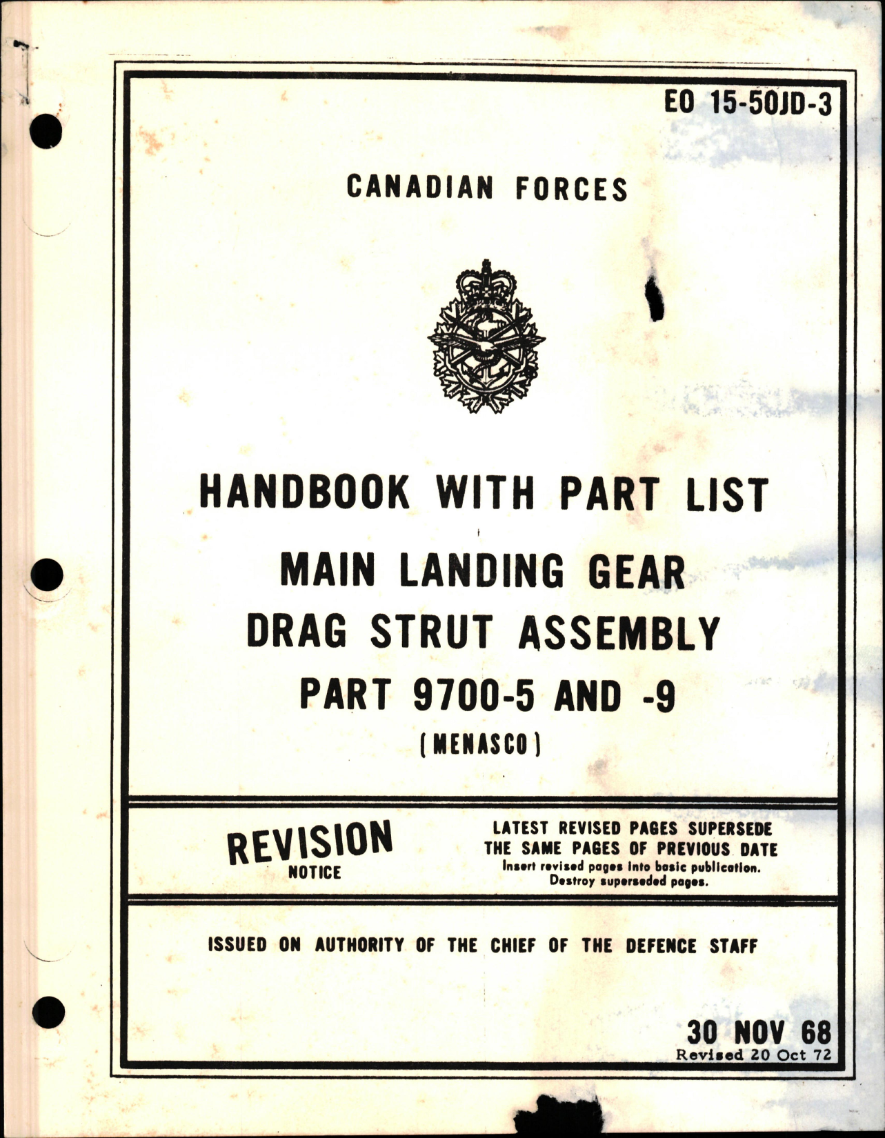 Sample page 1 from AirCorps Library document: Parts List for Main Landing Gear Drag Strut Assembly - Parts 9700-5 and 9700-9 