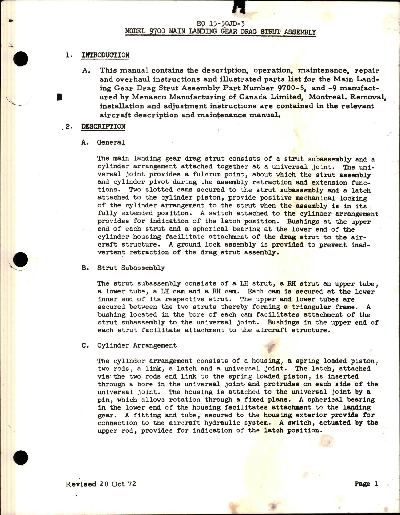 Sample page 5 from AirCorps Library document: Parts List for Main Landing Gear Drag Strut Assembly - Parts 9700-5 and 9700-9 