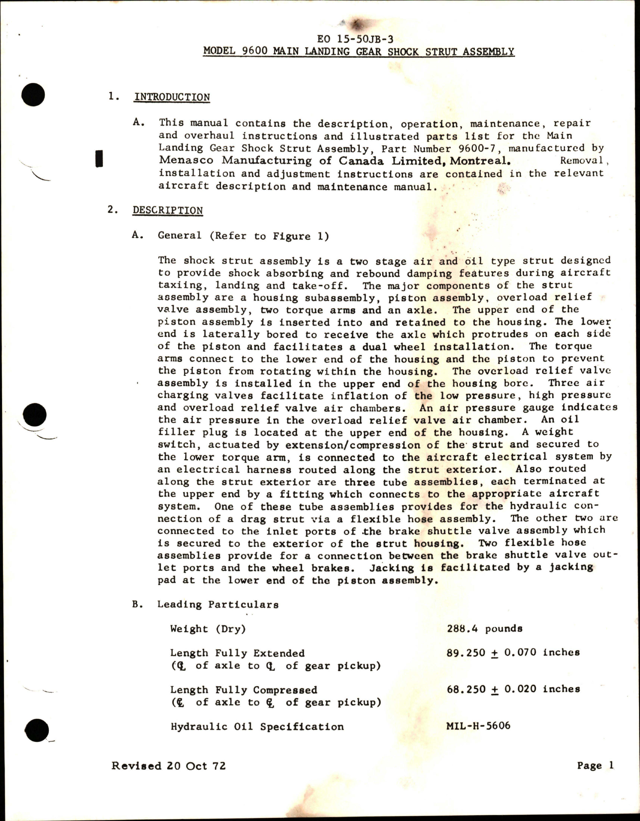 Sample page 5 from AirCorps Library document: Handbook w Part List for Main Landing Gear Shock Strut Assembly - Part 9600-7