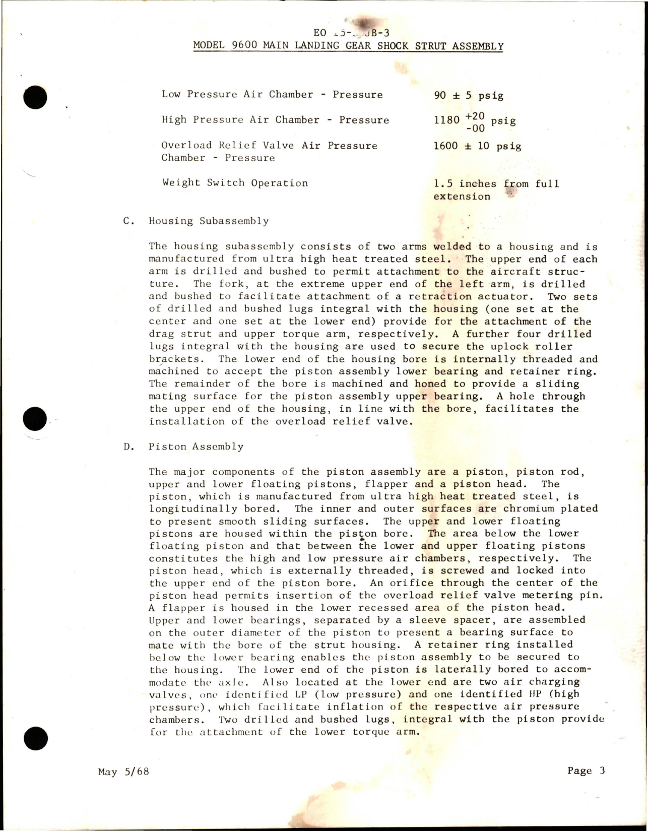 Sample page 7 from AirCorps Library document: Handbook w Part List for Main Landing Gear Shock Strut Assembly - Part 9600-7